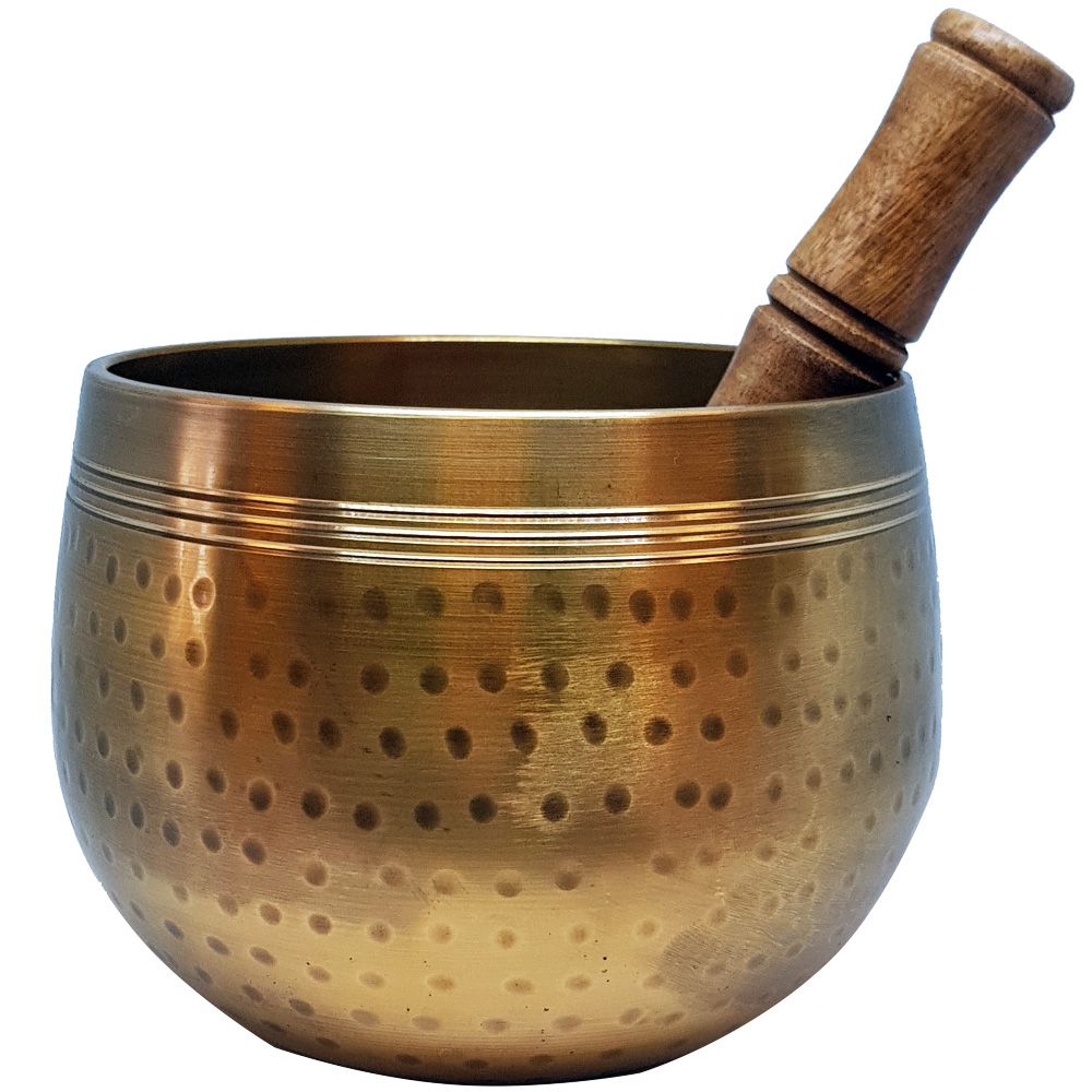 Deep Hammered Brass Singing Bowl 14cm