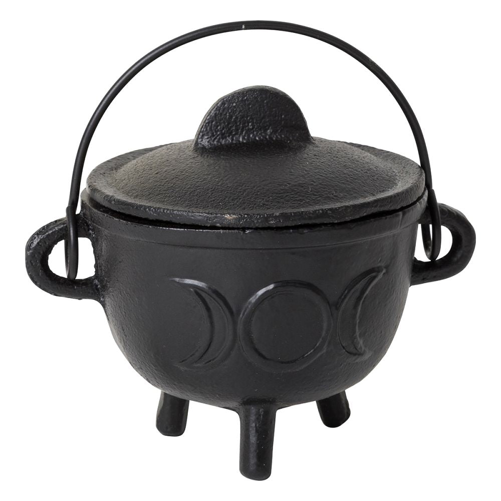 Cauldron Cast Iron Triple Moon Incense Burner