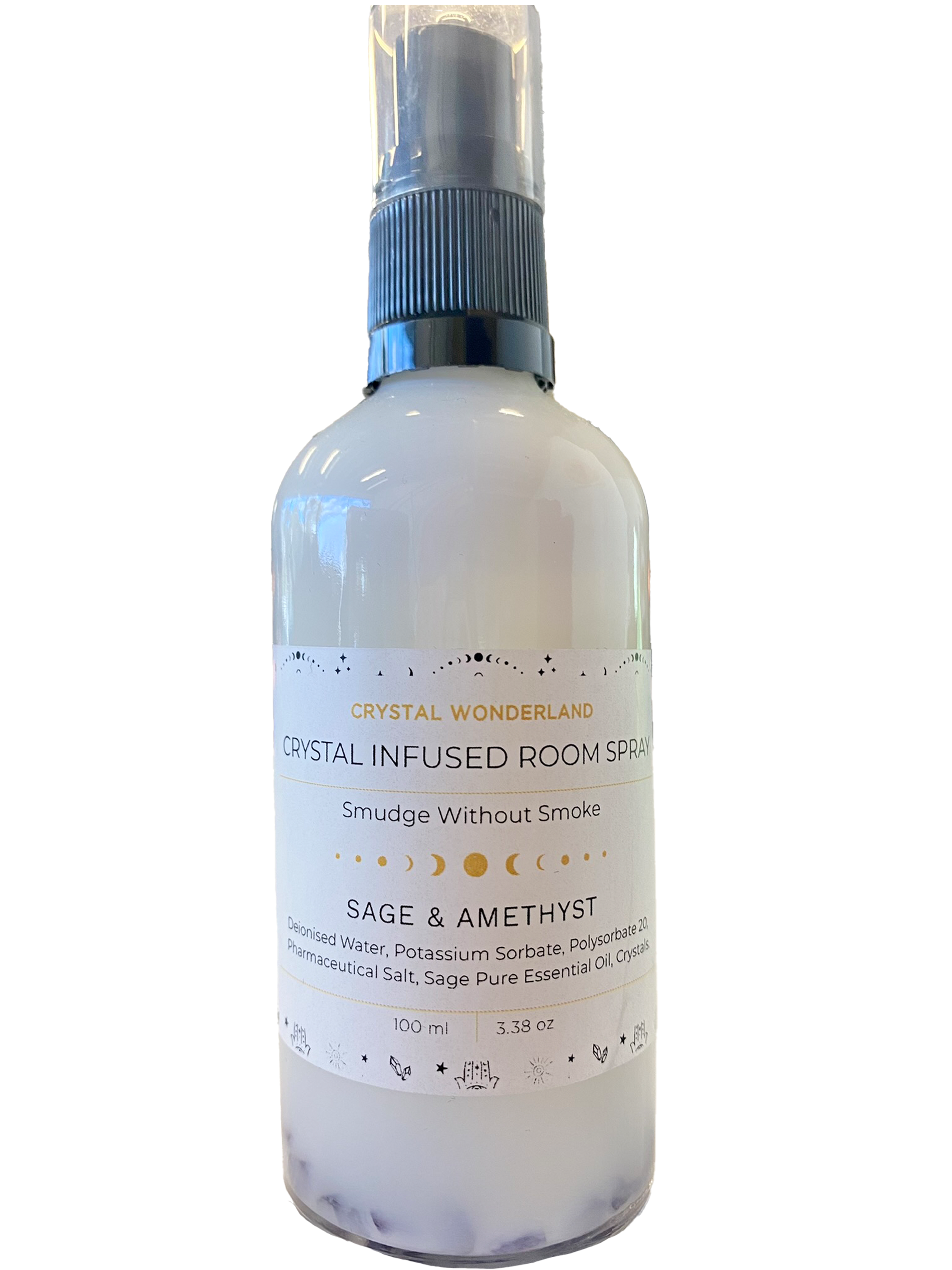 Crystal Wonderland Crystal Infused Aura Cleasing Room Spray -  Sage and Rose Quartz