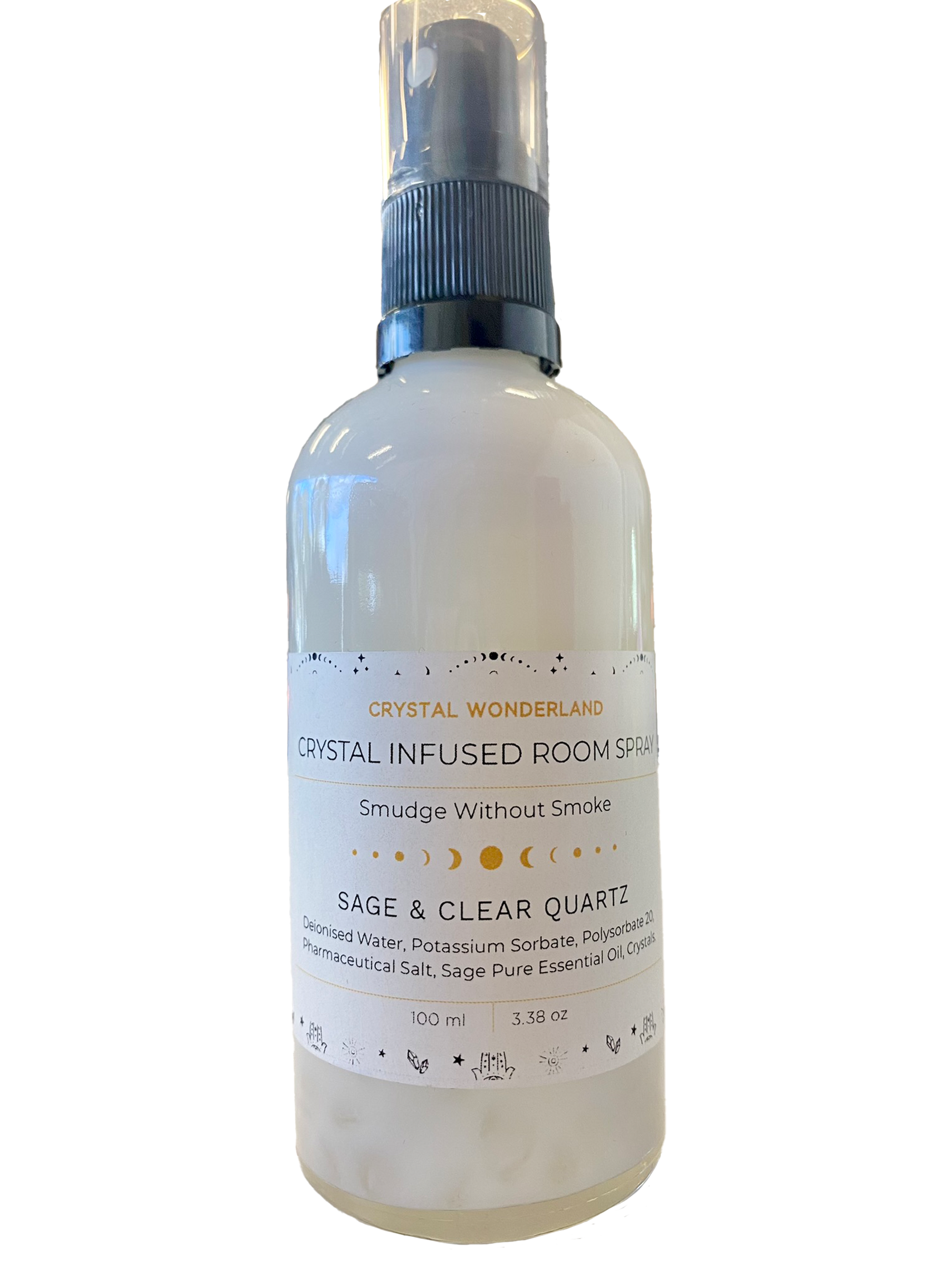 Crystal Wonderland Crystal Infused Room Aura Cleasing Spray -  Sage and Clear Quartz