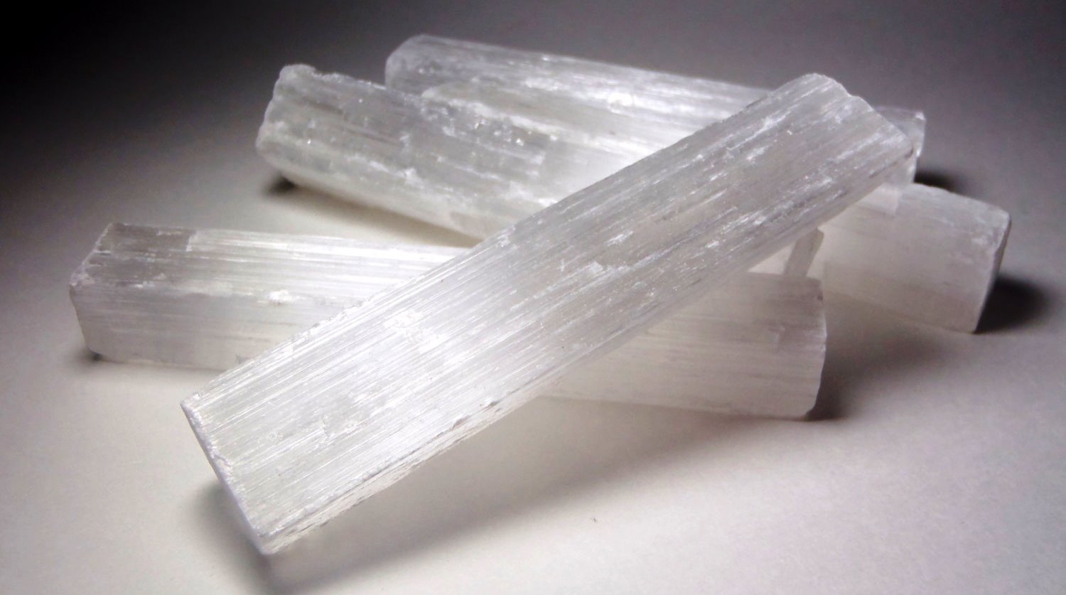 Selenite Crystal Beam Wand Pieces Rough Stick Natural Raw Healing Mineral