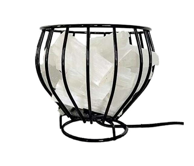 Selenite Crystal Cage Lamp