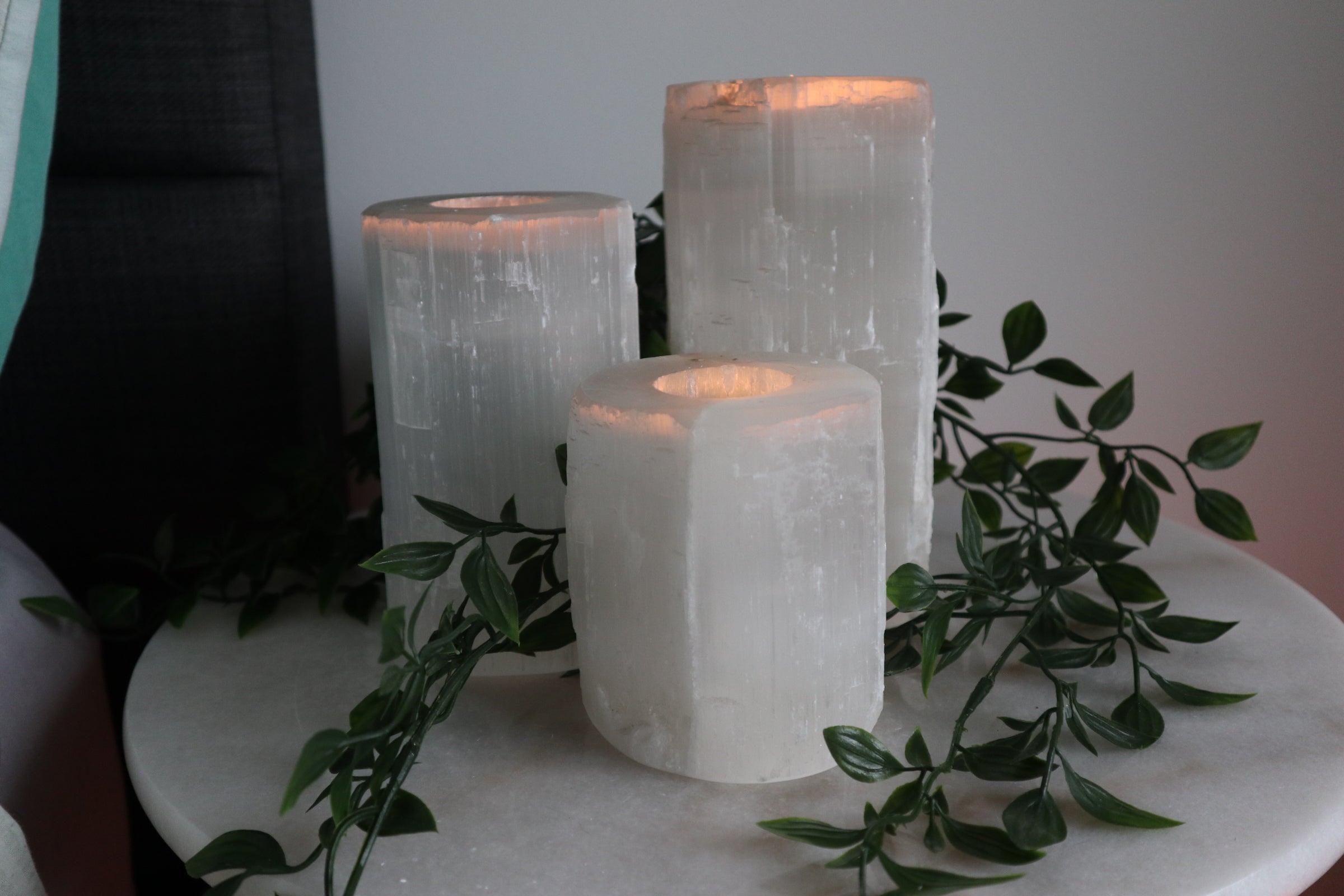 Selenite Candle Holder 20cm