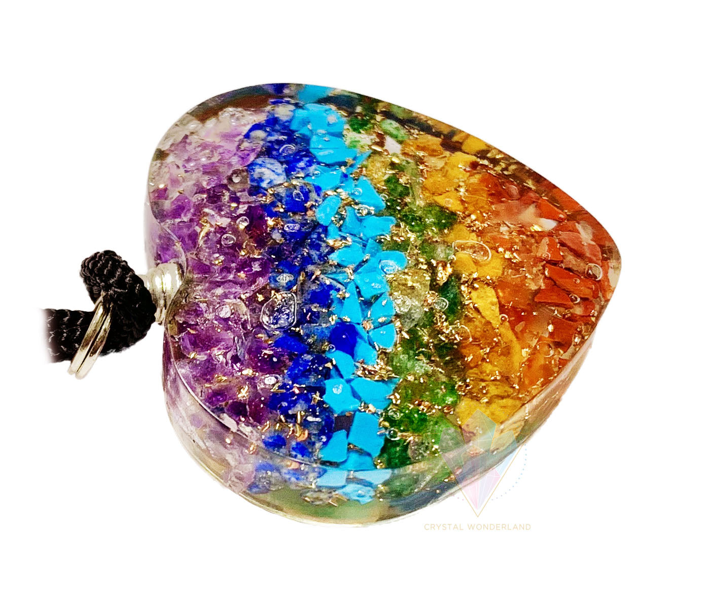 7 Chakras Necklace Orgonite Pendant Heart Shape Small
