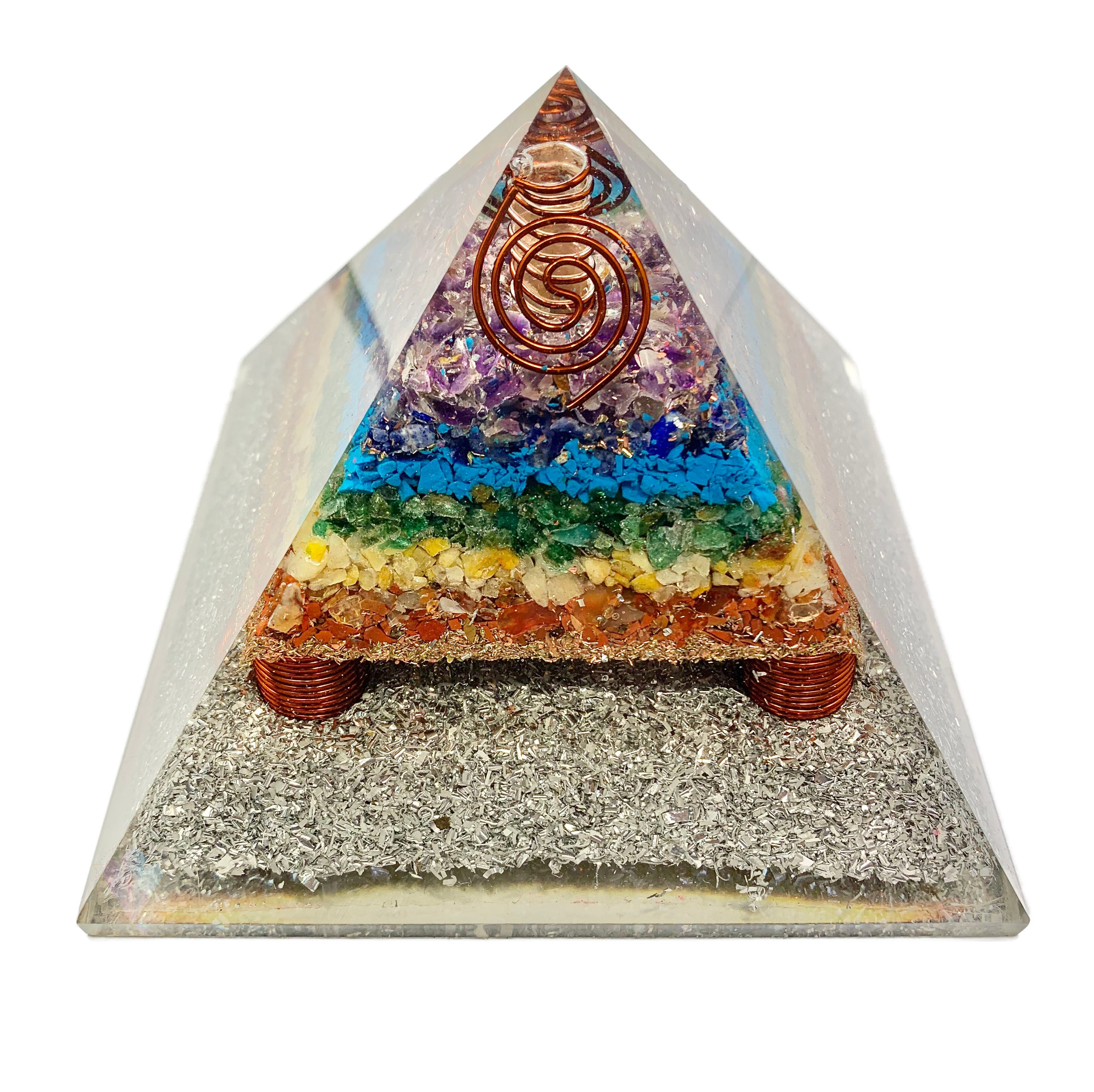 Sparkling Rainbow 7 Chakras Orgonite Point Generator Pyramid