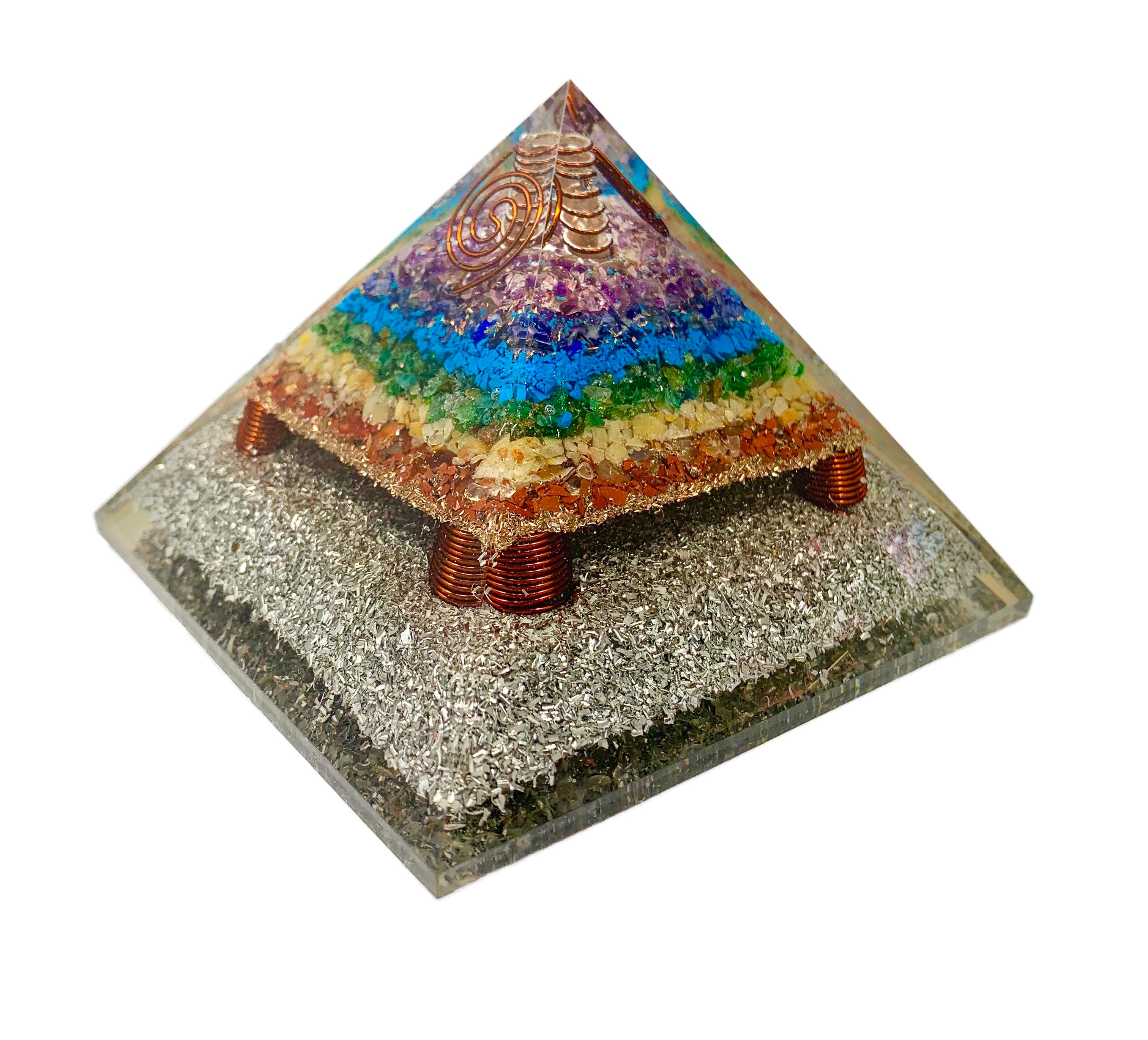 Sparkling Rainbow 7 Chakras Orgonite Point Generator Pyramid