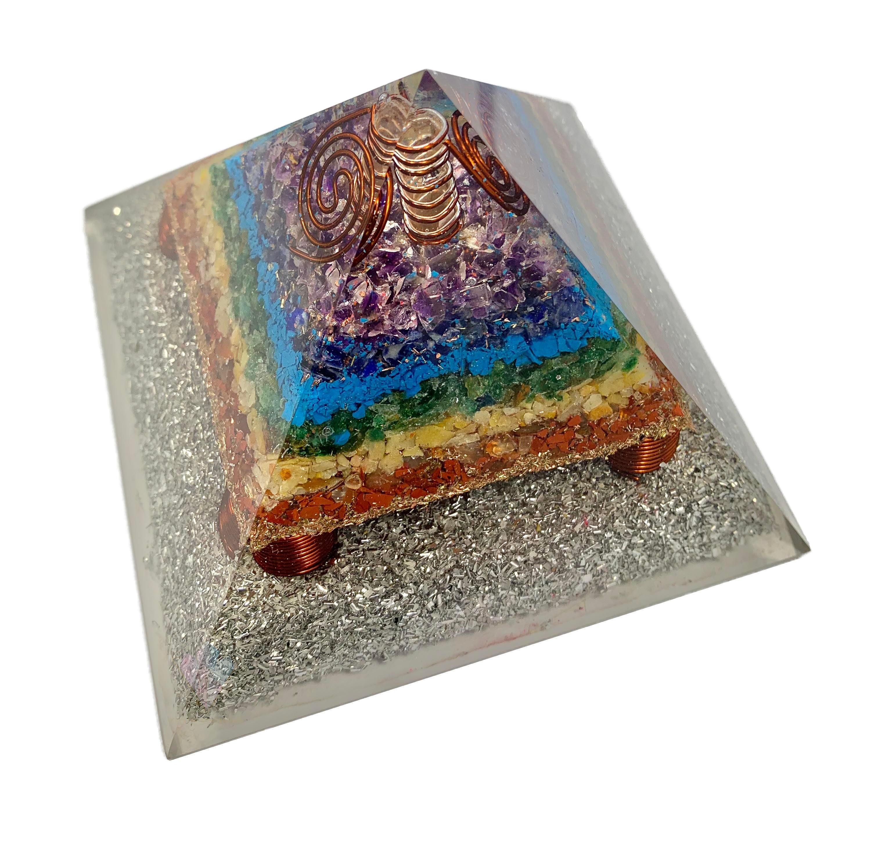 Sparkling Rainbow 7 Chakras Orgonite Point Generator Pyramid