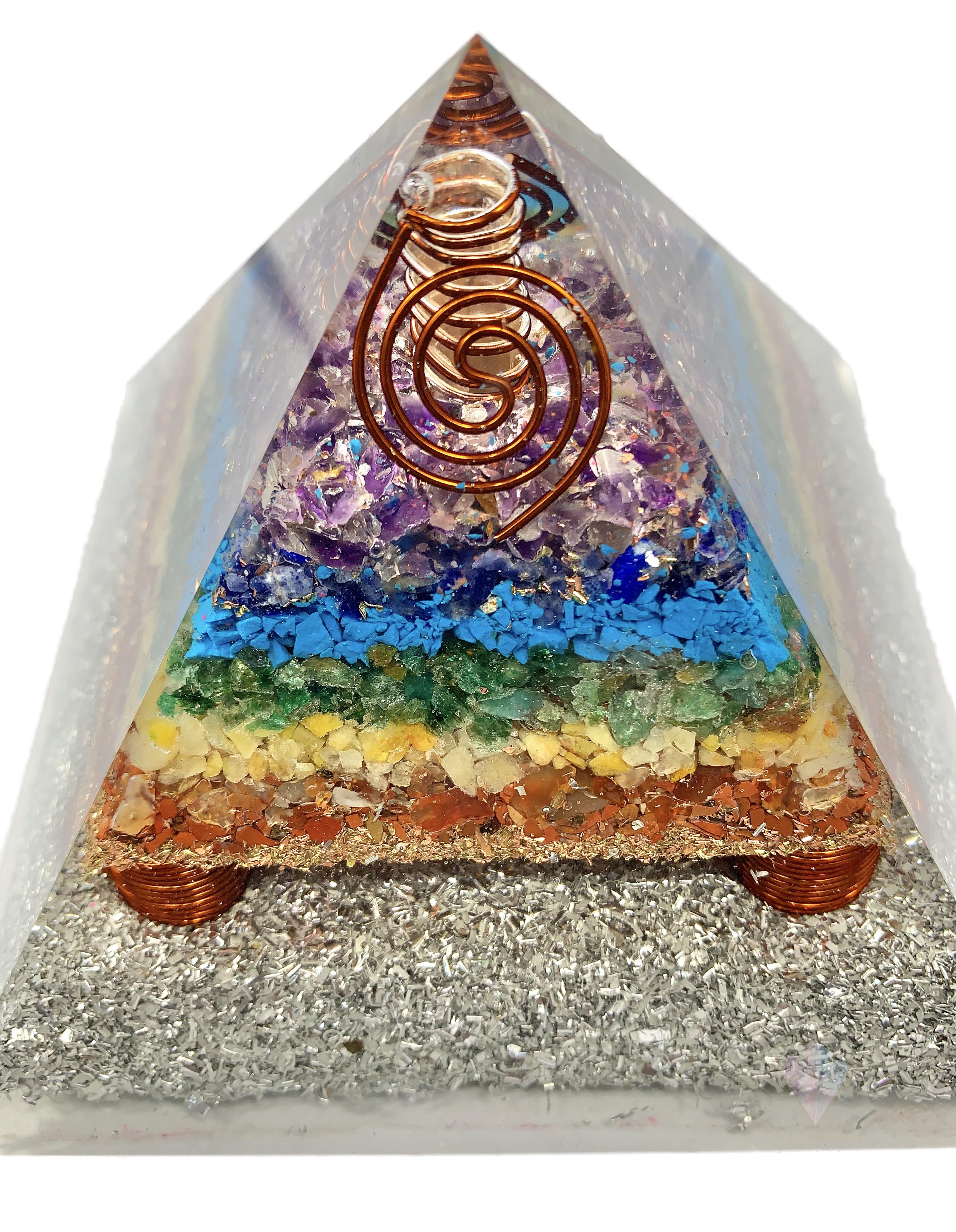 Sparkling Rainbow 7 Chakras Orgonite Point Generator Pyramid