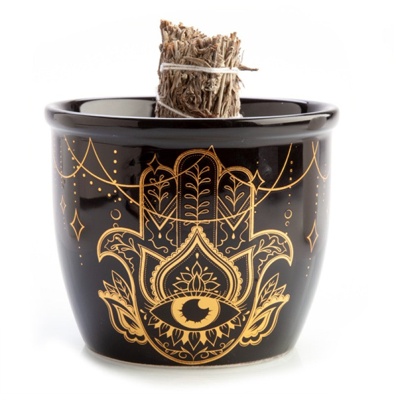 Wild Scents Hamsa Ceramic Smudge Bowl Incense Burner