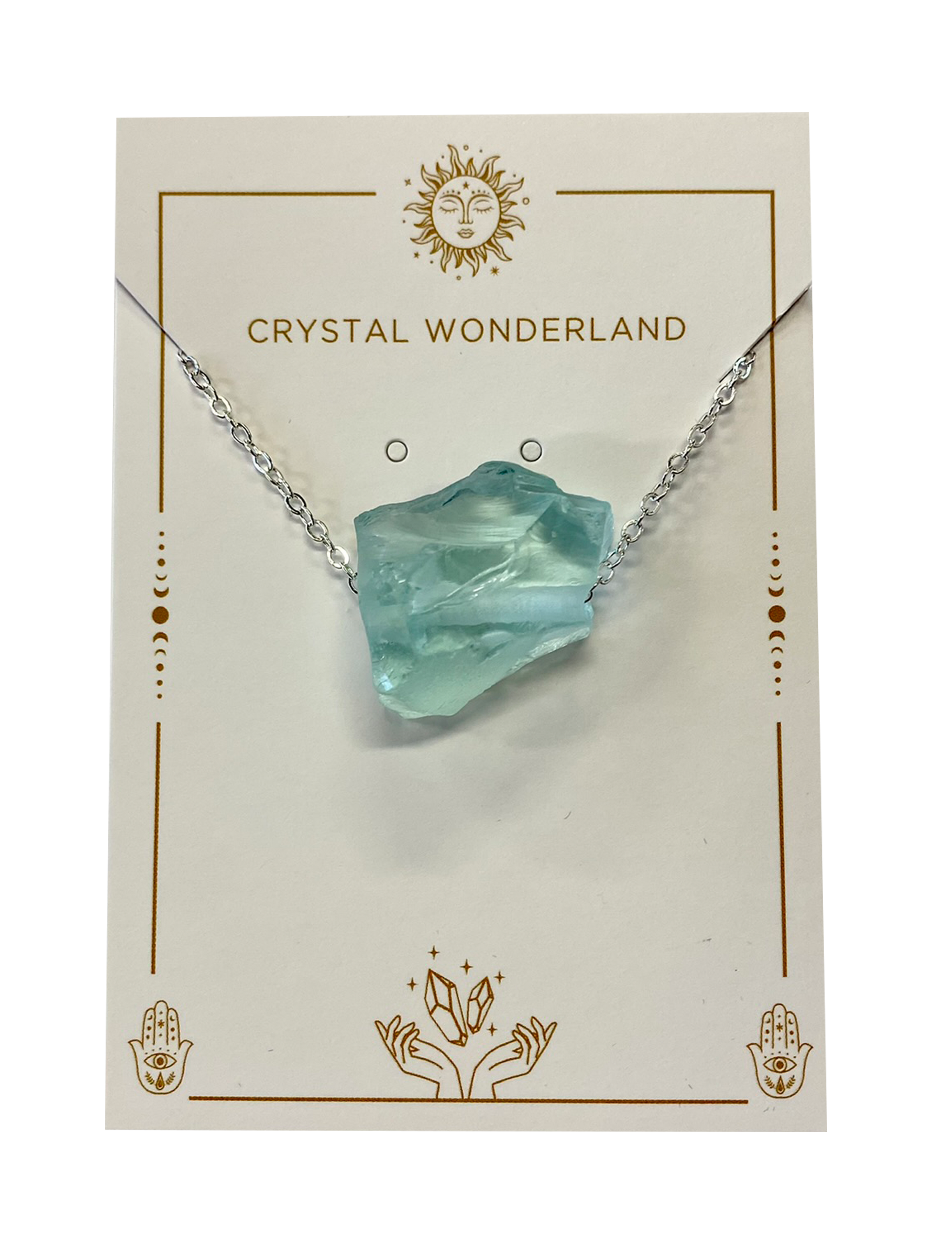 Blue Obsidian Crystal Pendant Silver Necklace