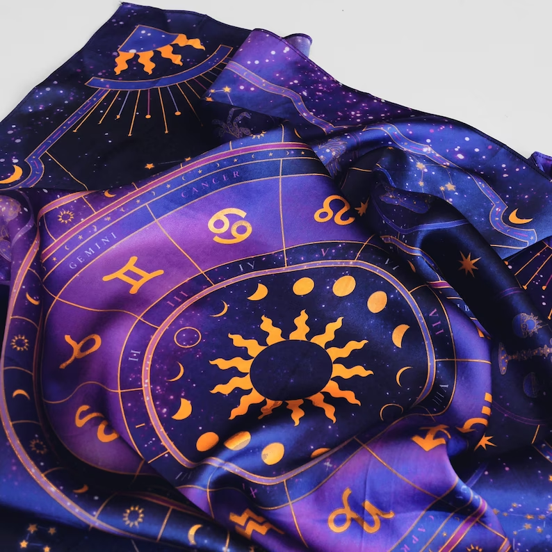 Zodiac Tarot Altar Scarf Purple