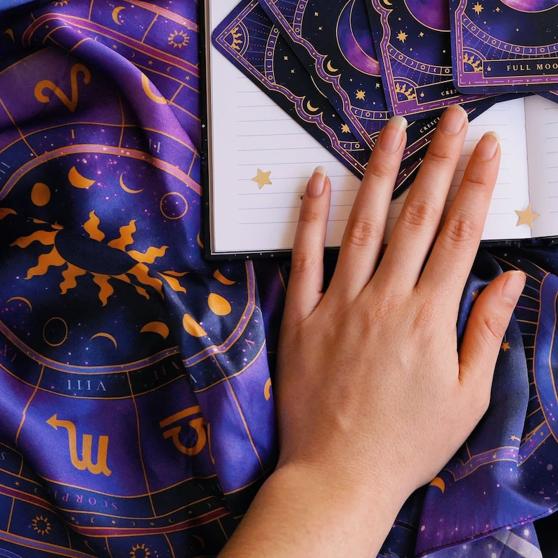 Zodiac Tarot Altar Scarf Purple