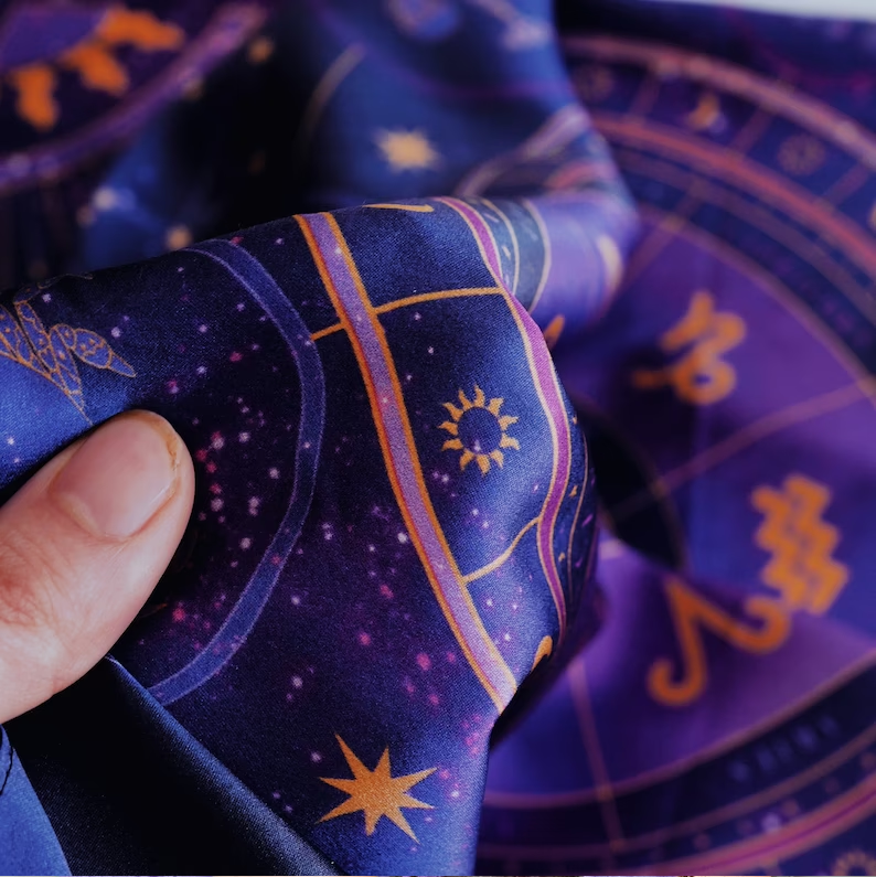 Zodiac Tarot Altar Scarf Purple