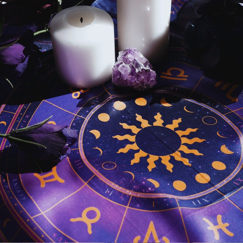 Zodiac Tarot Altar Scarf Purple