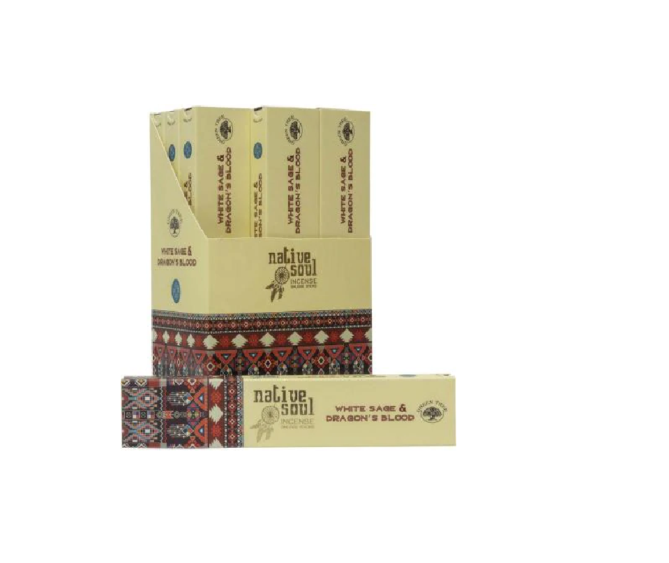 Green Tree White Sage and Dragon's Blood Native Soul Incense Smudge Sticks 1 Box