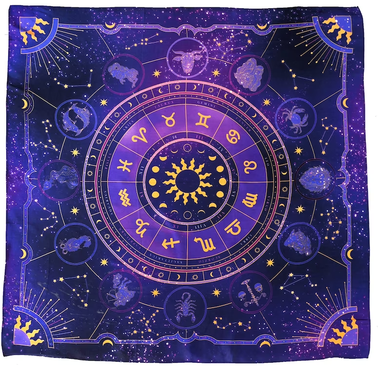 Zodiac Tarot Altar Scarf Purple