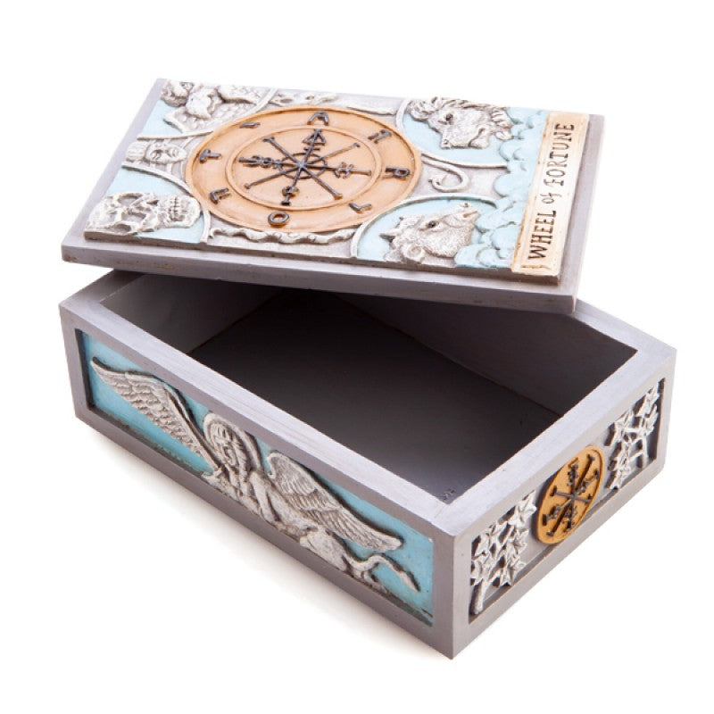 Wheel Of Fortune Wooden Box Jewelry Tarot Cards