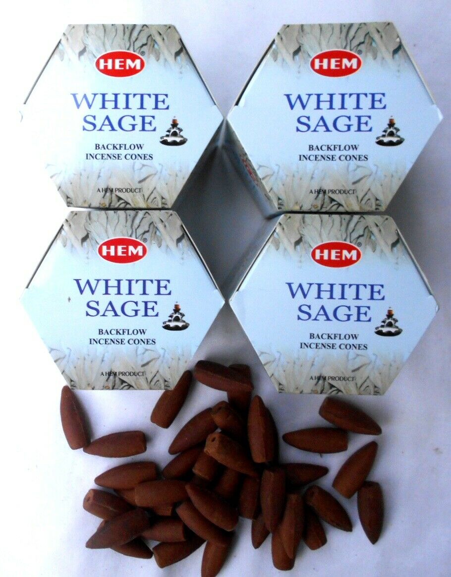 White Sage Backflow Incense Cones HEM