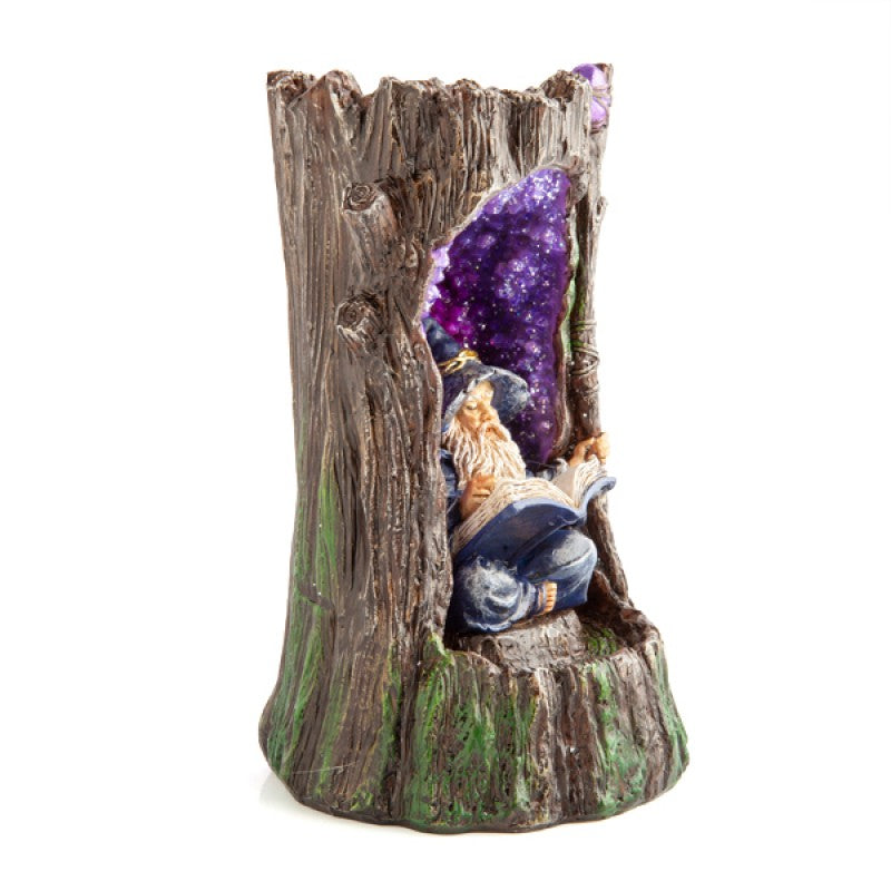 Wizard in Geode Tree LED Backflow Incense Burner