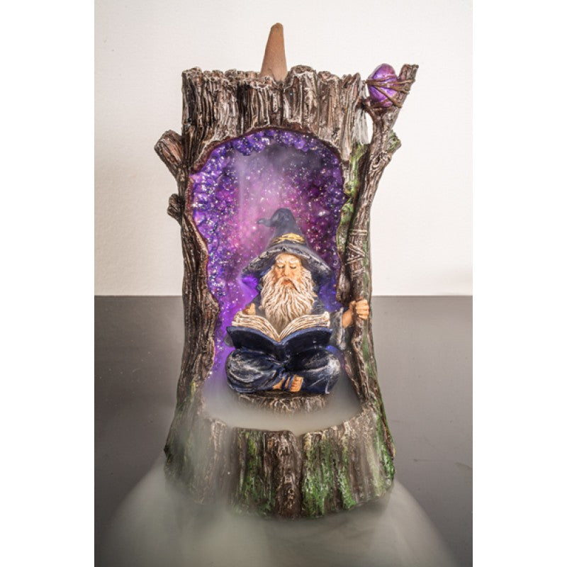 Wizard in Geode Tree LED Backflow Incense Burner