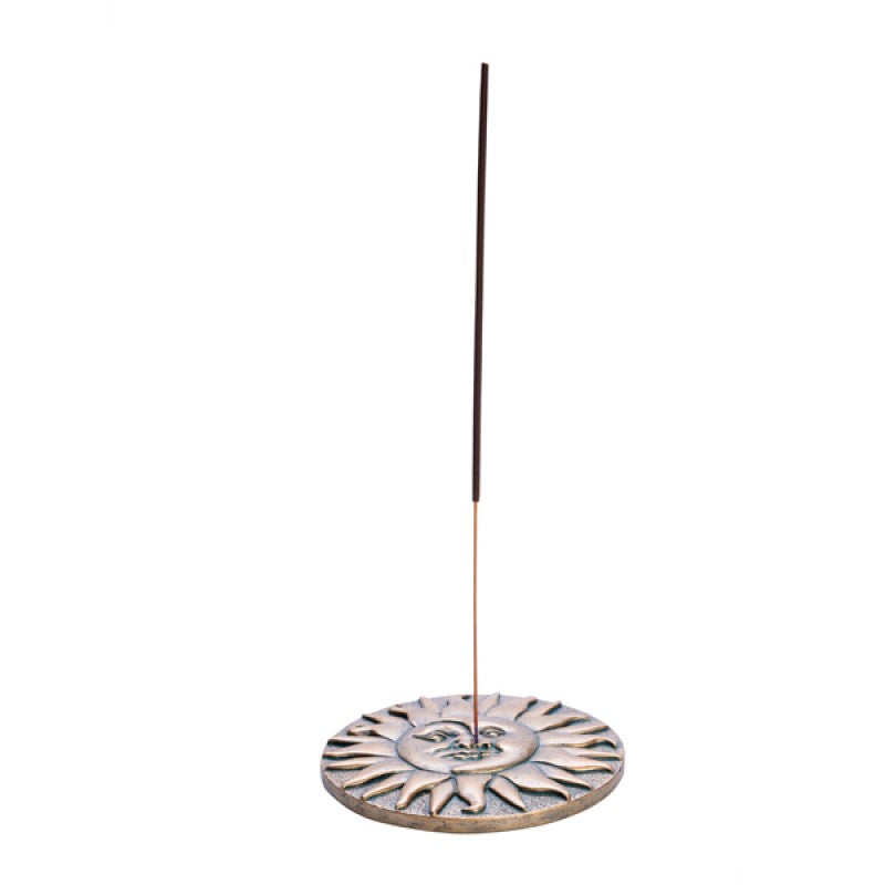 Gold Sun & Moon Incense Stick Cone Burner Flat Holder