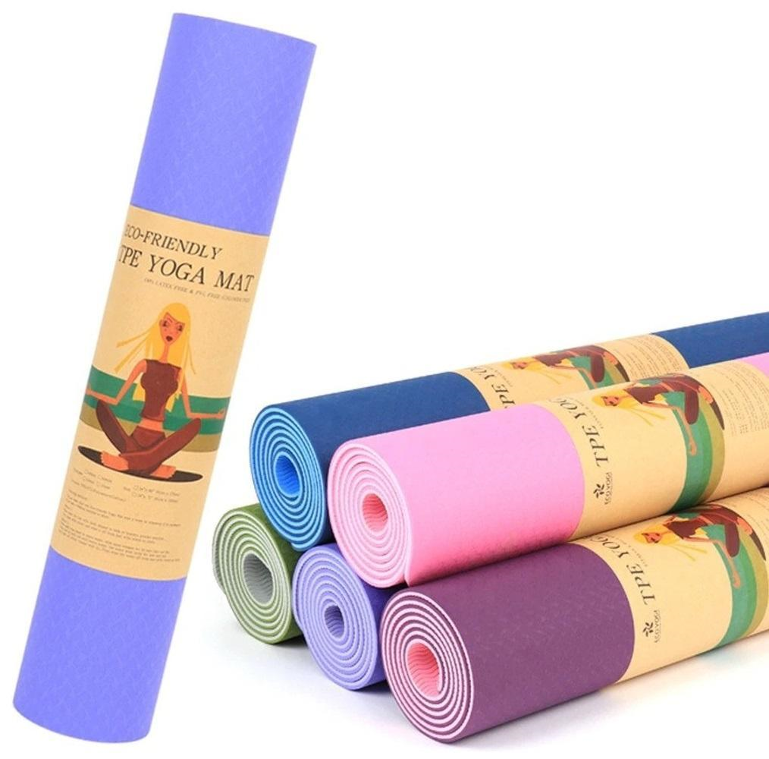 Assorted TPE 6MM Yoga Mat Thin Non-Slip 175x61CM