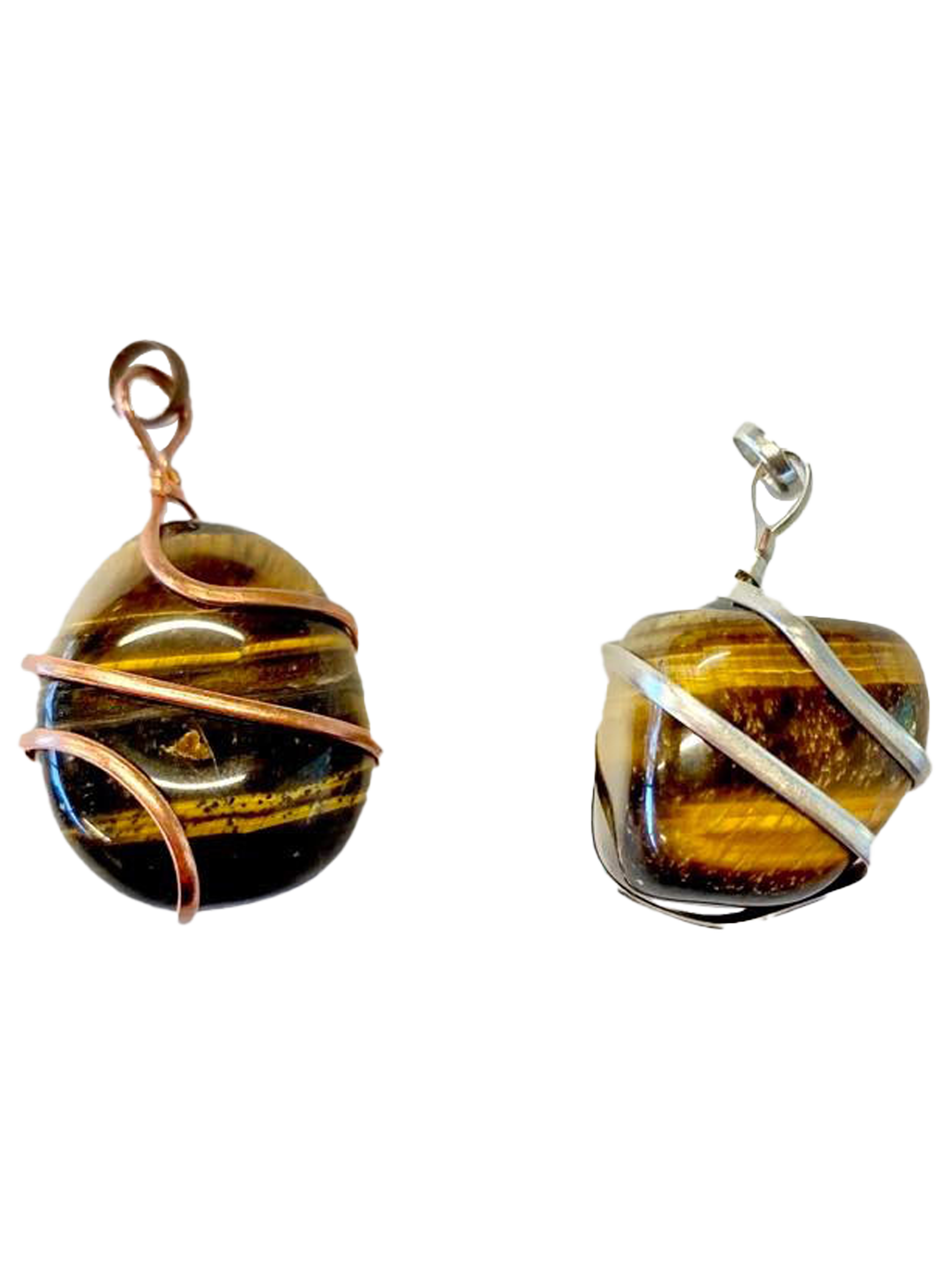 Infinity Loop Crystal Tumbled Collection Tiger Eye Pendant Silver