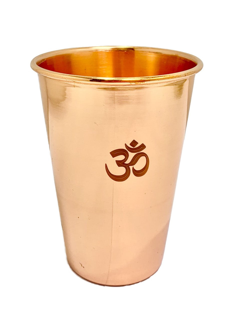 Pure Copper Glass Water Tumbler Om Sign