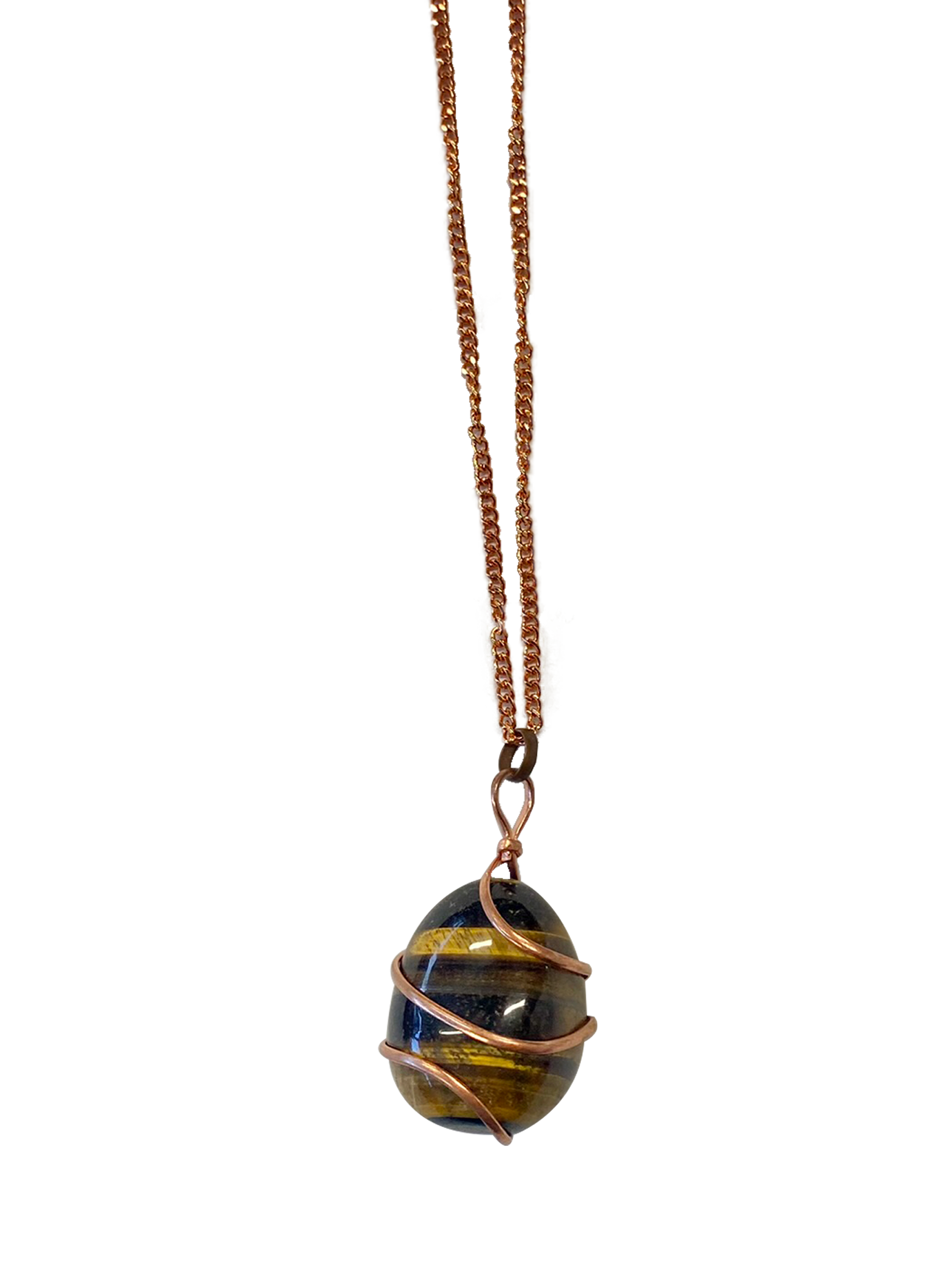 Infinity Loop Crystal Tumbled Collection Tiger Eye Pendant Copper