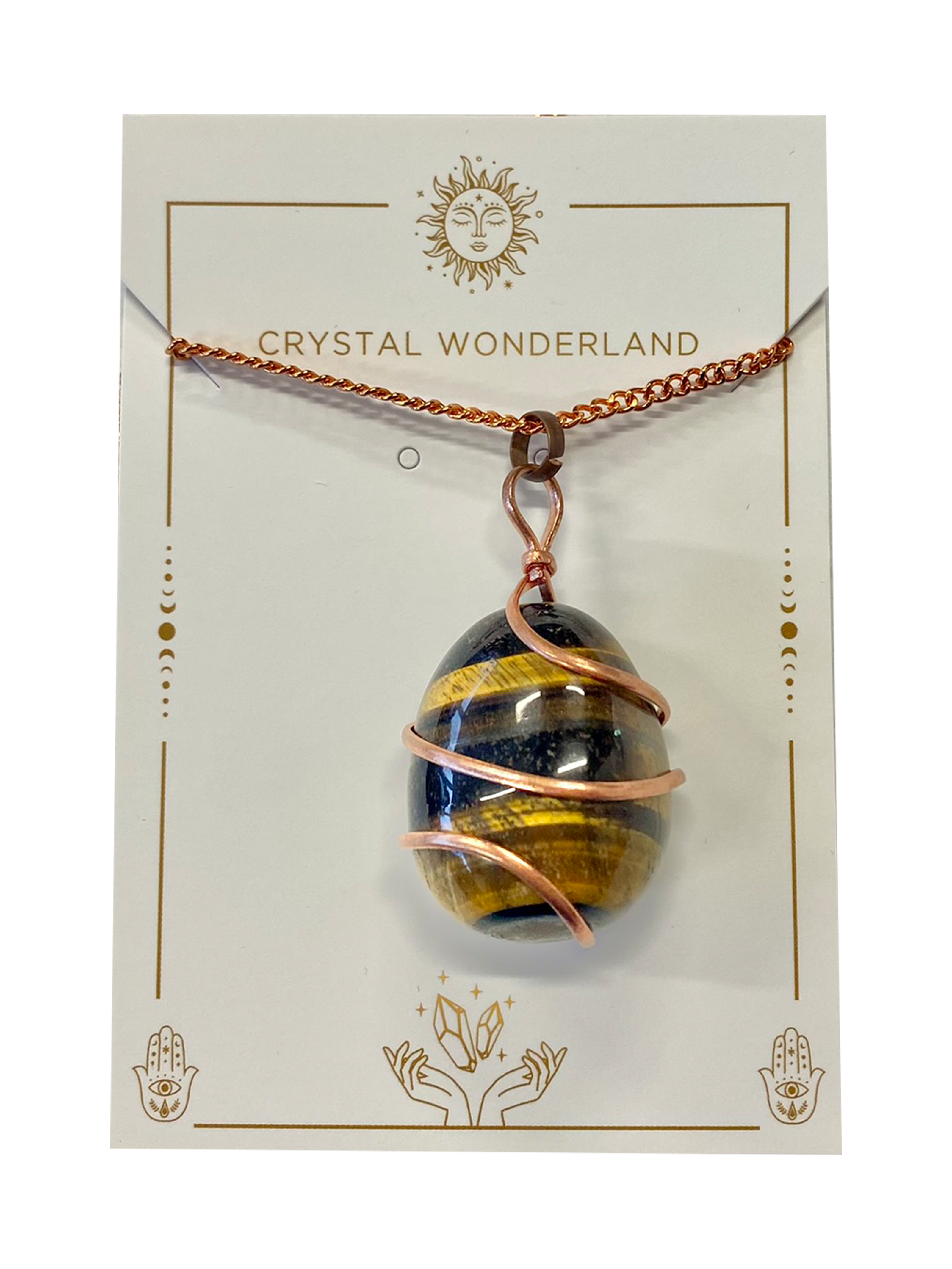 Infinity Loop Crystal Tumbled Collection Tiger Eye Pendant Copper