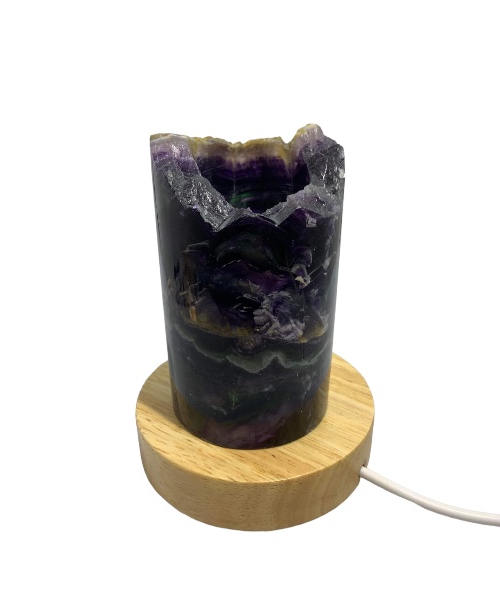 Medium Rainbow Fluorite Lamp - LED Stand 1