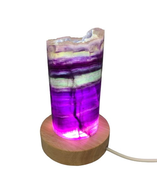 Medium Rainbow Fluorite Lamp - LED Stand 2