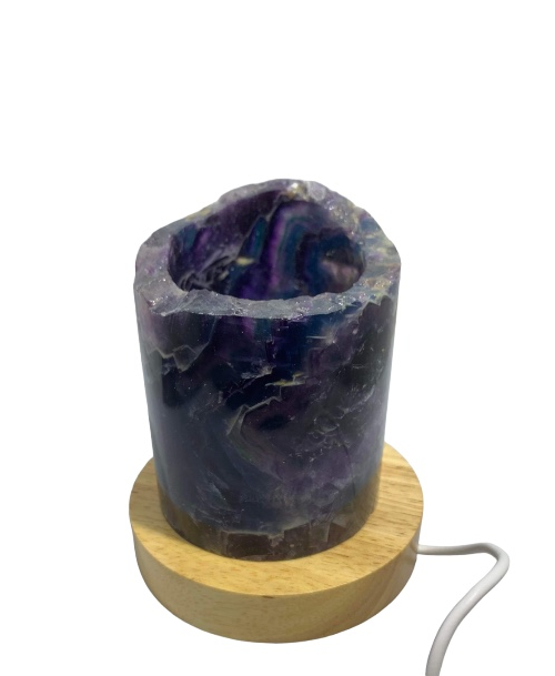 Medium Rainbow Fluorite Lamp - LED Stand 5