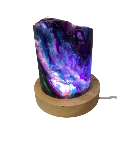 Medium Rainbow Fluorite Lamp - LED Stand 5