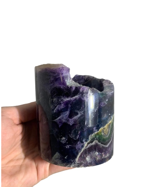 Medium Rainbow Fluorite Lamp - LED Stand 6