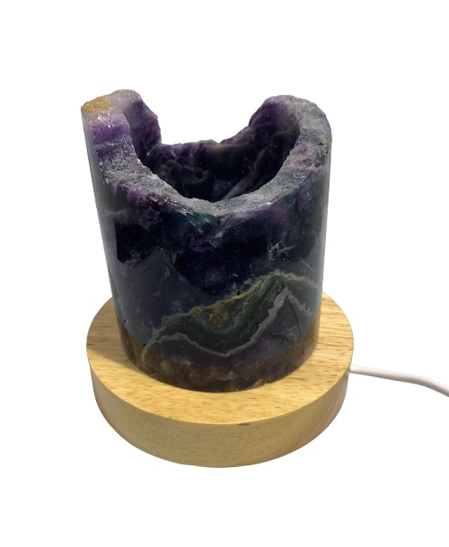 Medium Rainbow Fluorite Lamp - LED Stand 6