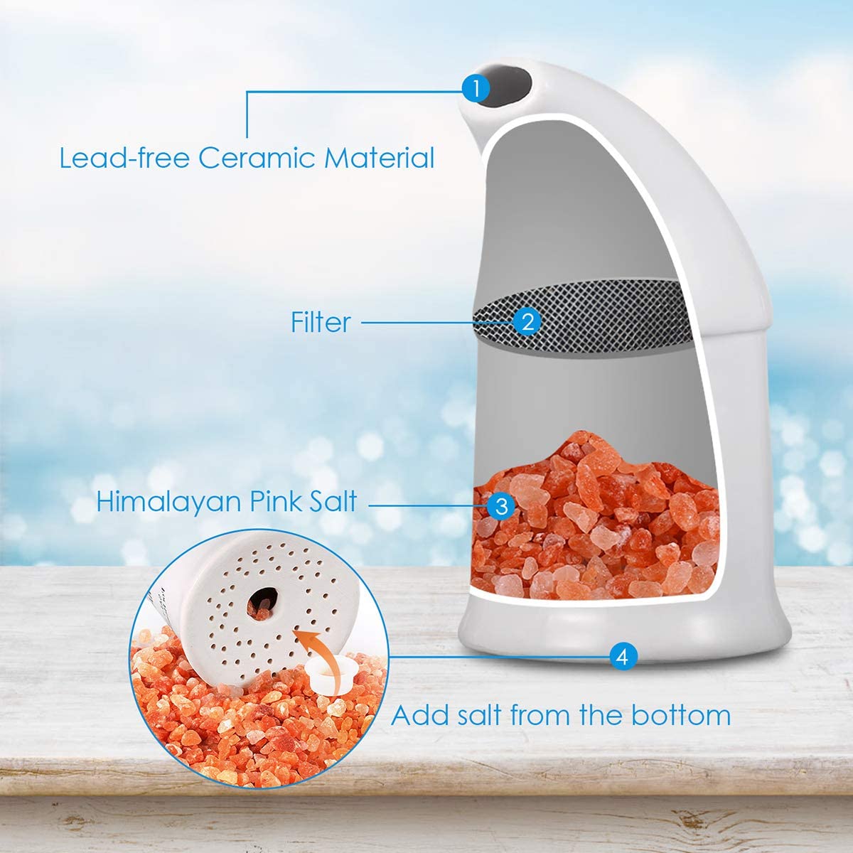 Himalayan Salt Inhaler + 125g Pure Food Grade Himalayan Salt