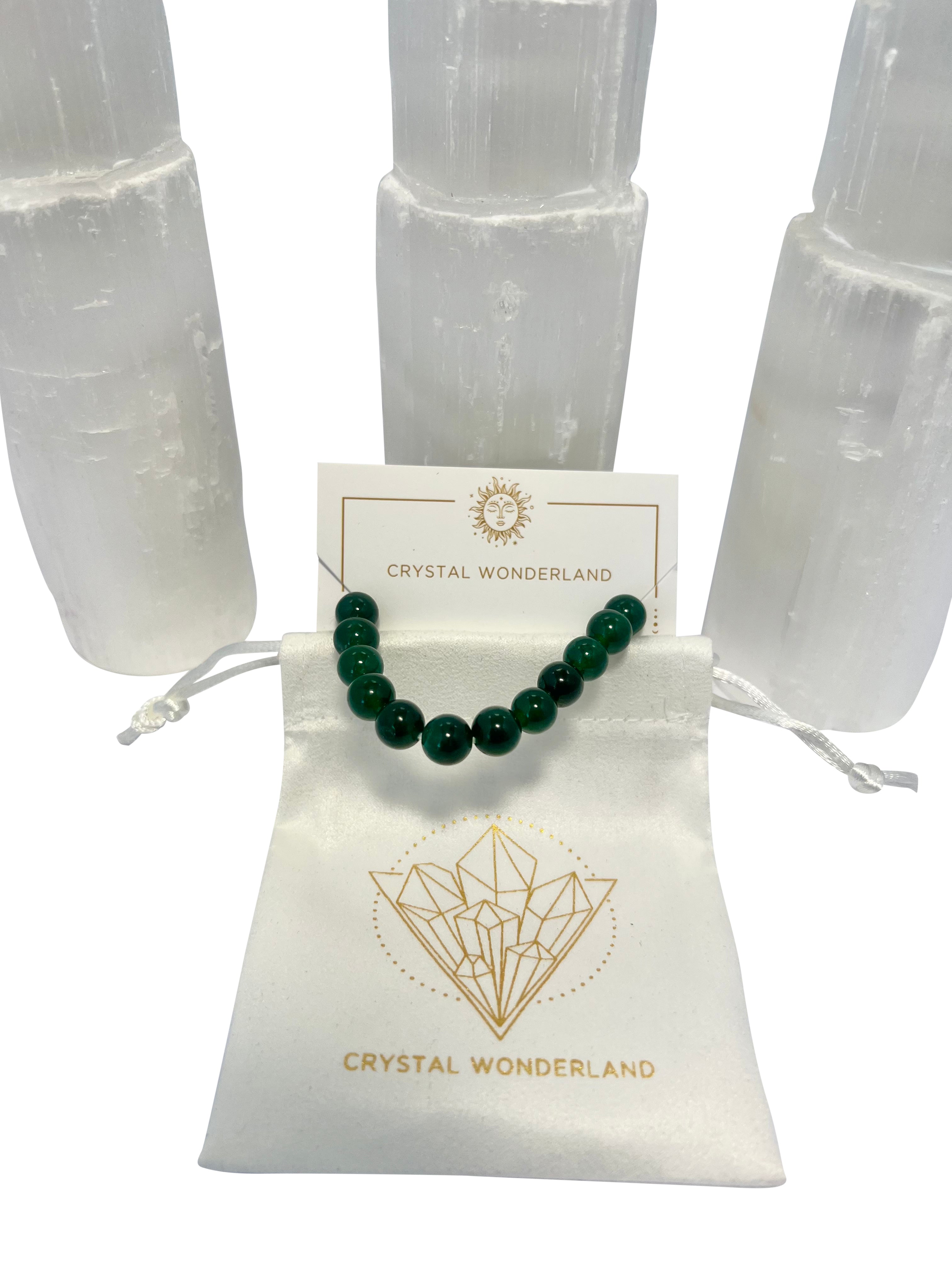 Green Jade Crystal Beads Bracelet 8mm