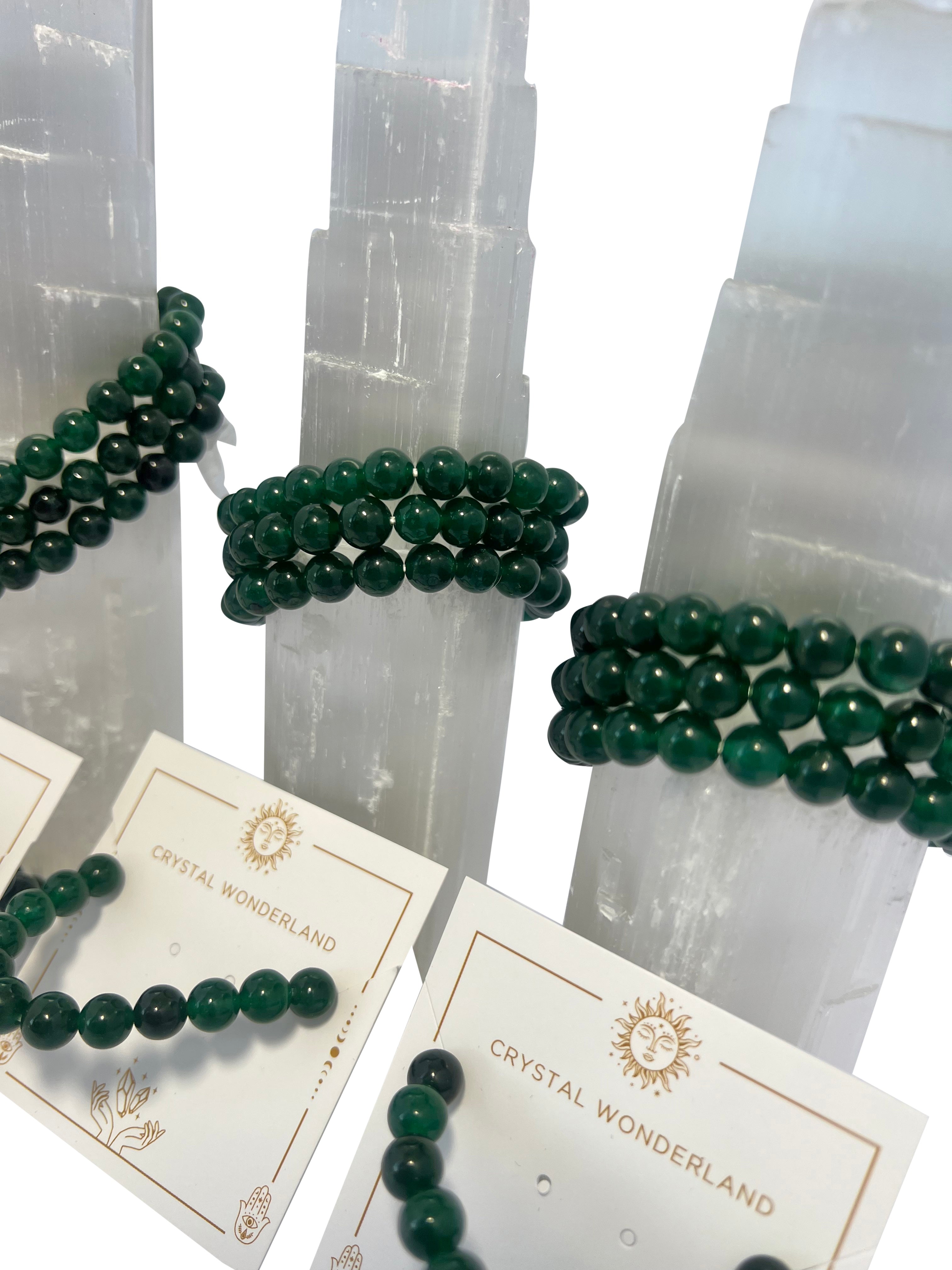 Green Jade Crystal Beads Bracelet 8mm