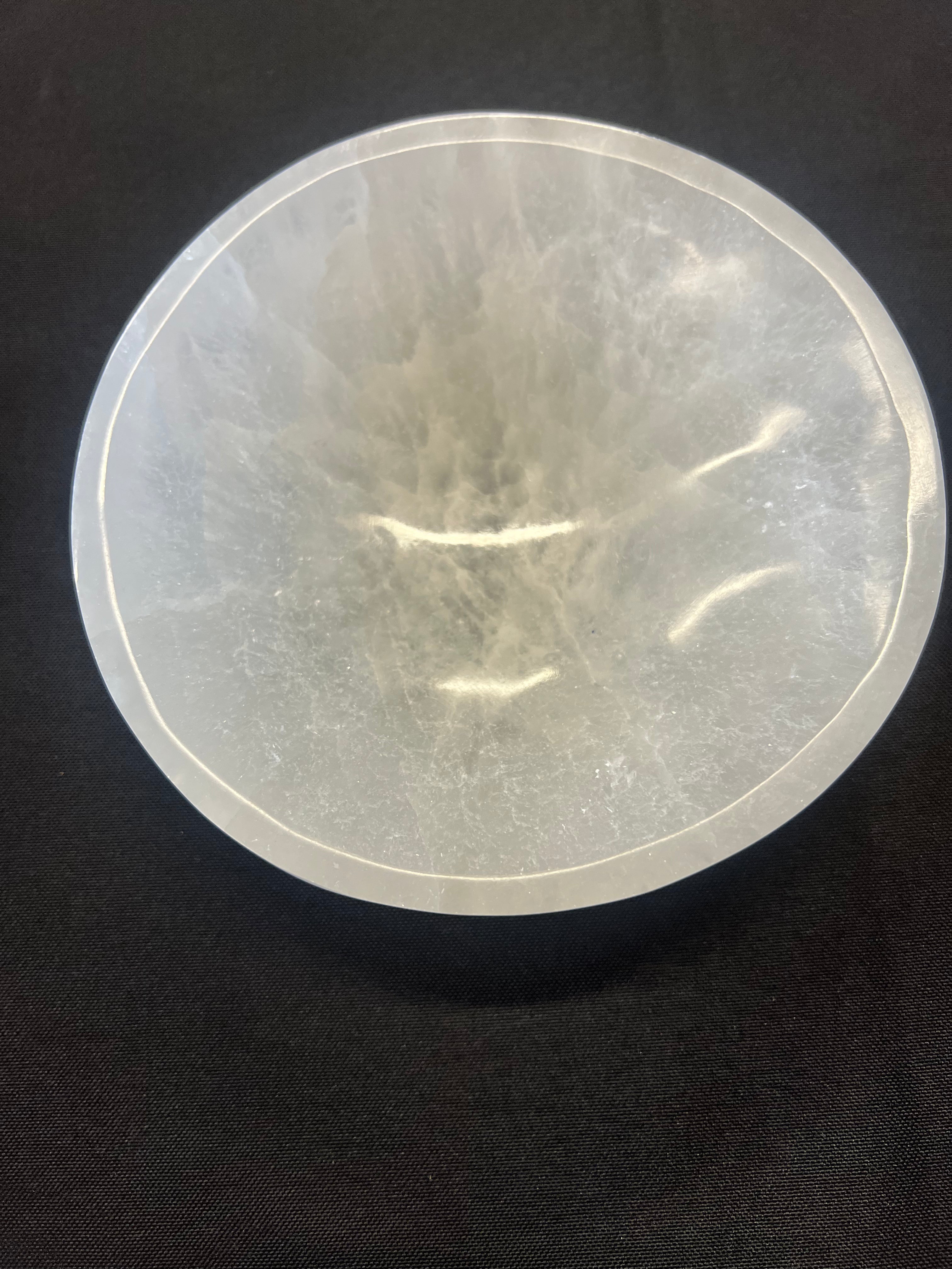 Selenite Bowl Round Large with Foot 14 cm