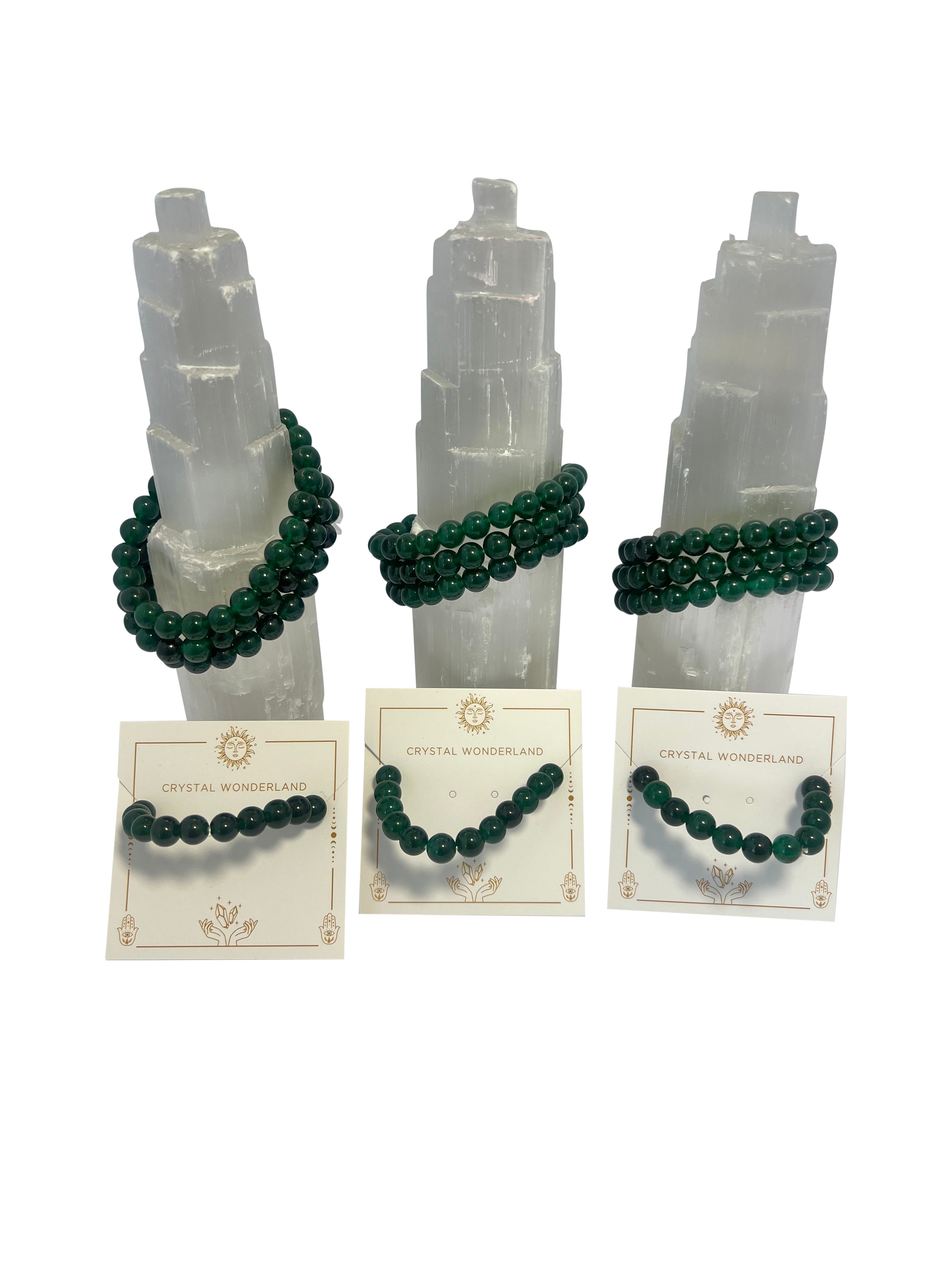 Green Jade Crystal Beads Bracelet 8mm