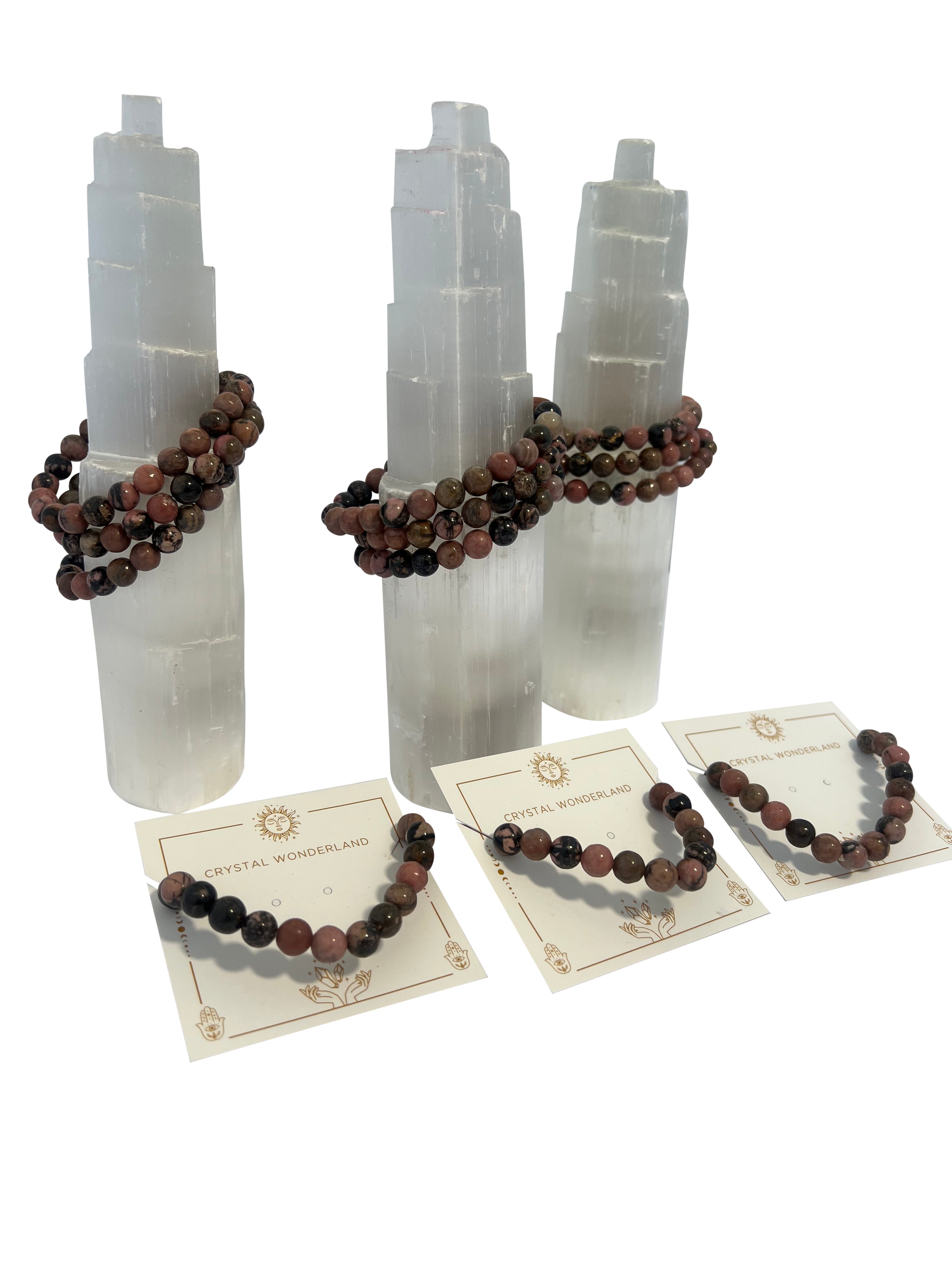 Rhodonite Crystal Beads Bracelet 8mm