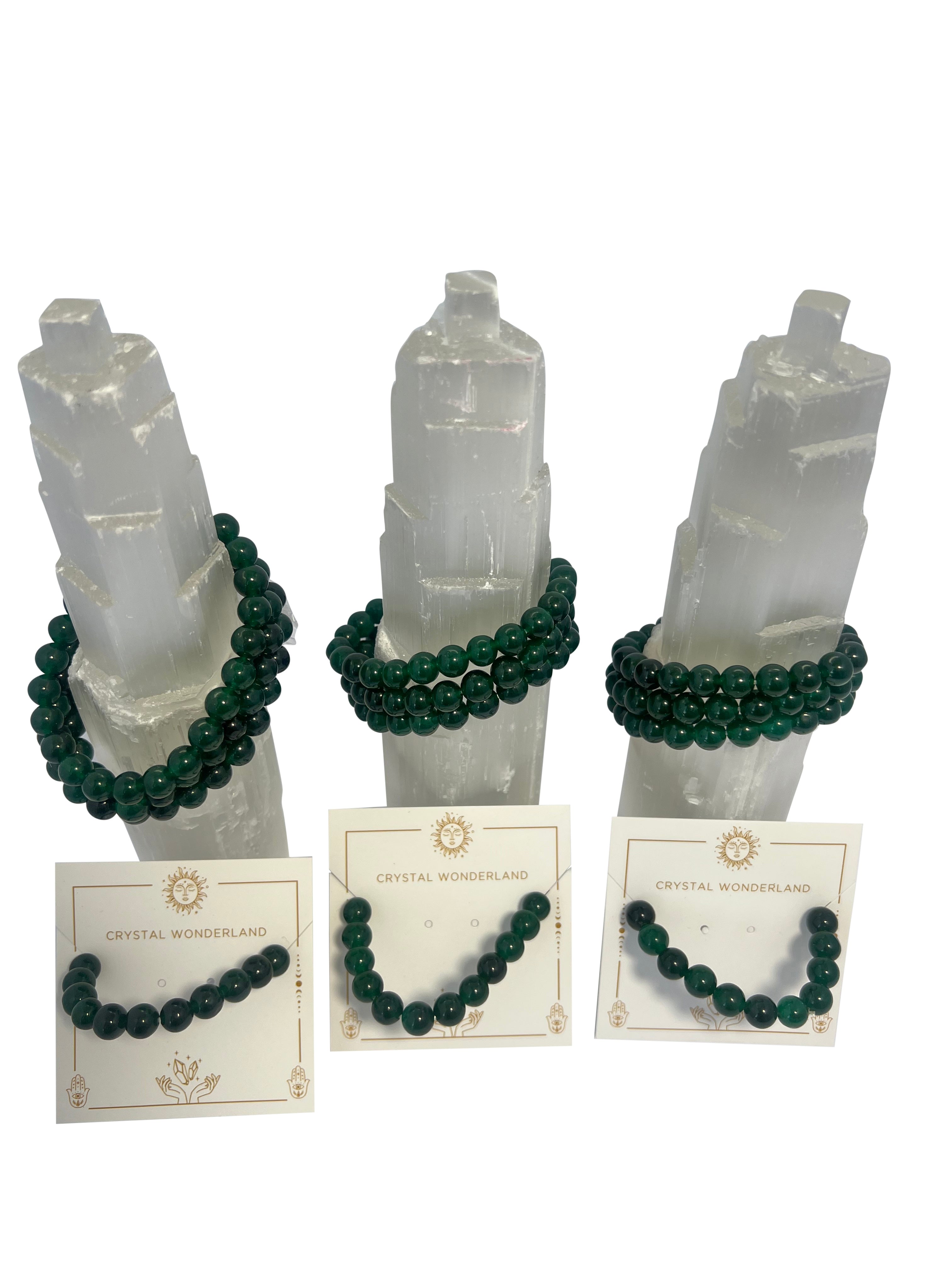 Green Jade Crystal Beads Bracelet 8mm