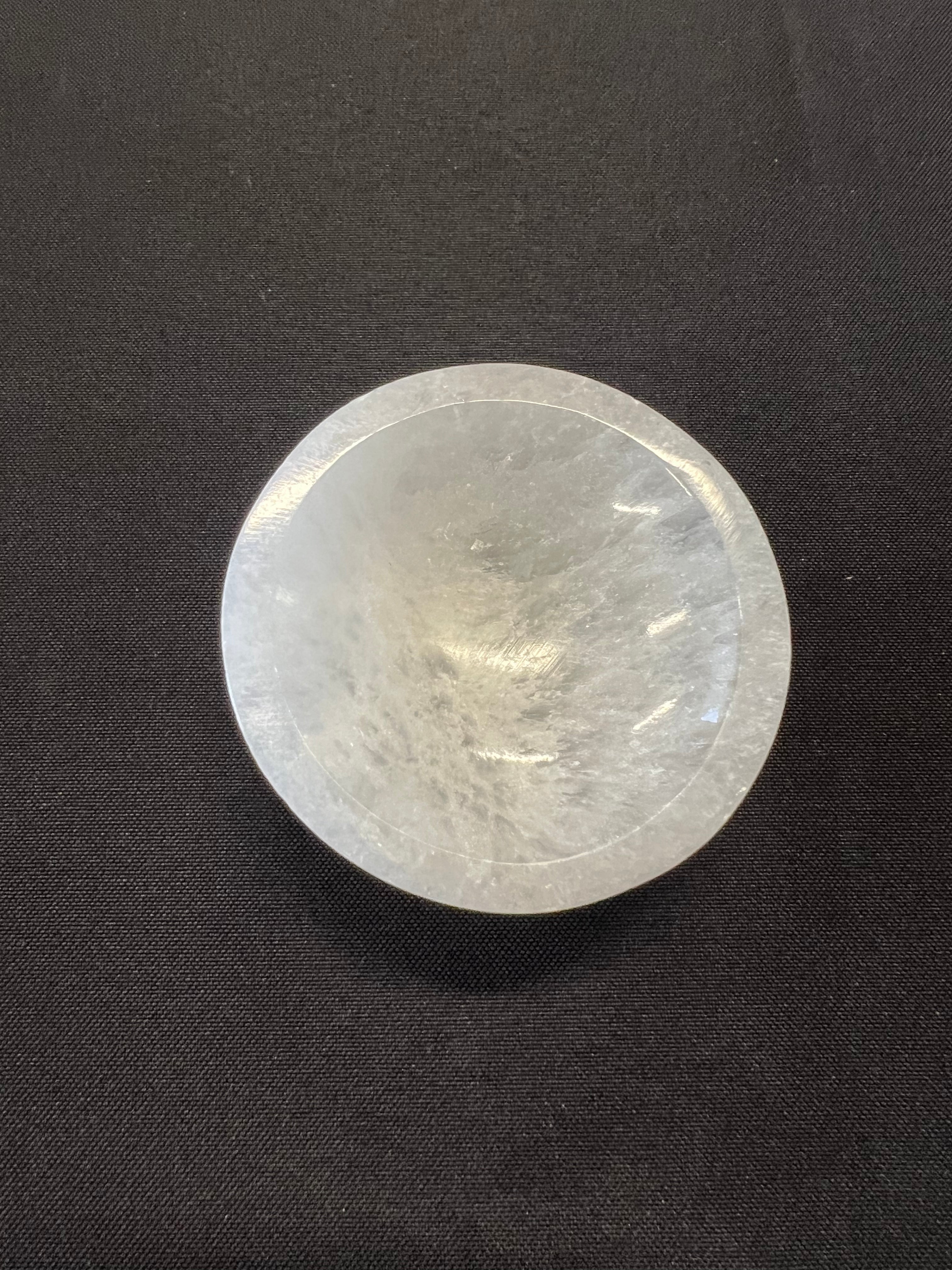Round Selenite Display Bowl with Foot Crystals Jewelry Dish Holder 7cm