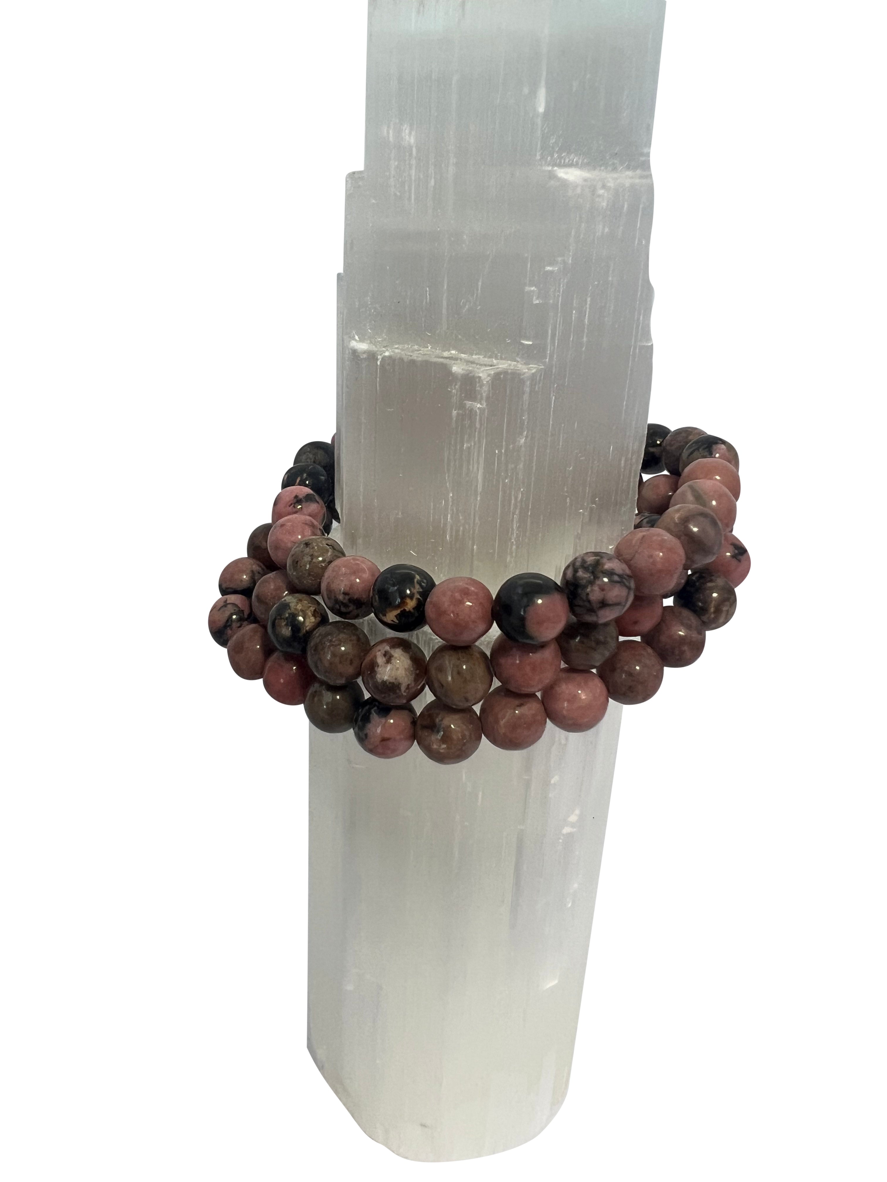 Rhodonite Crystal Beads Bracelet 8mm