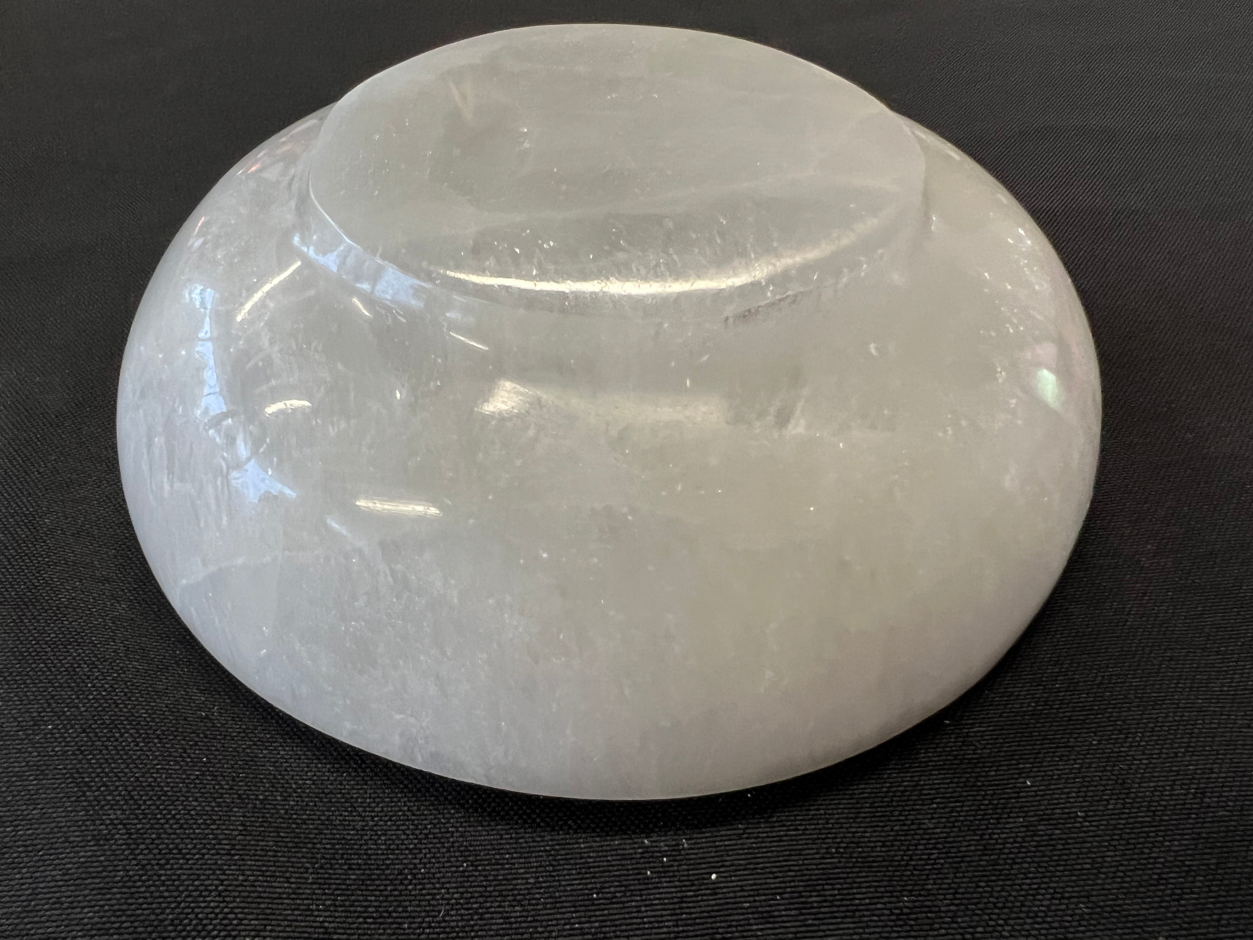 Selenite Bowl Round Large with Foot 14 cm