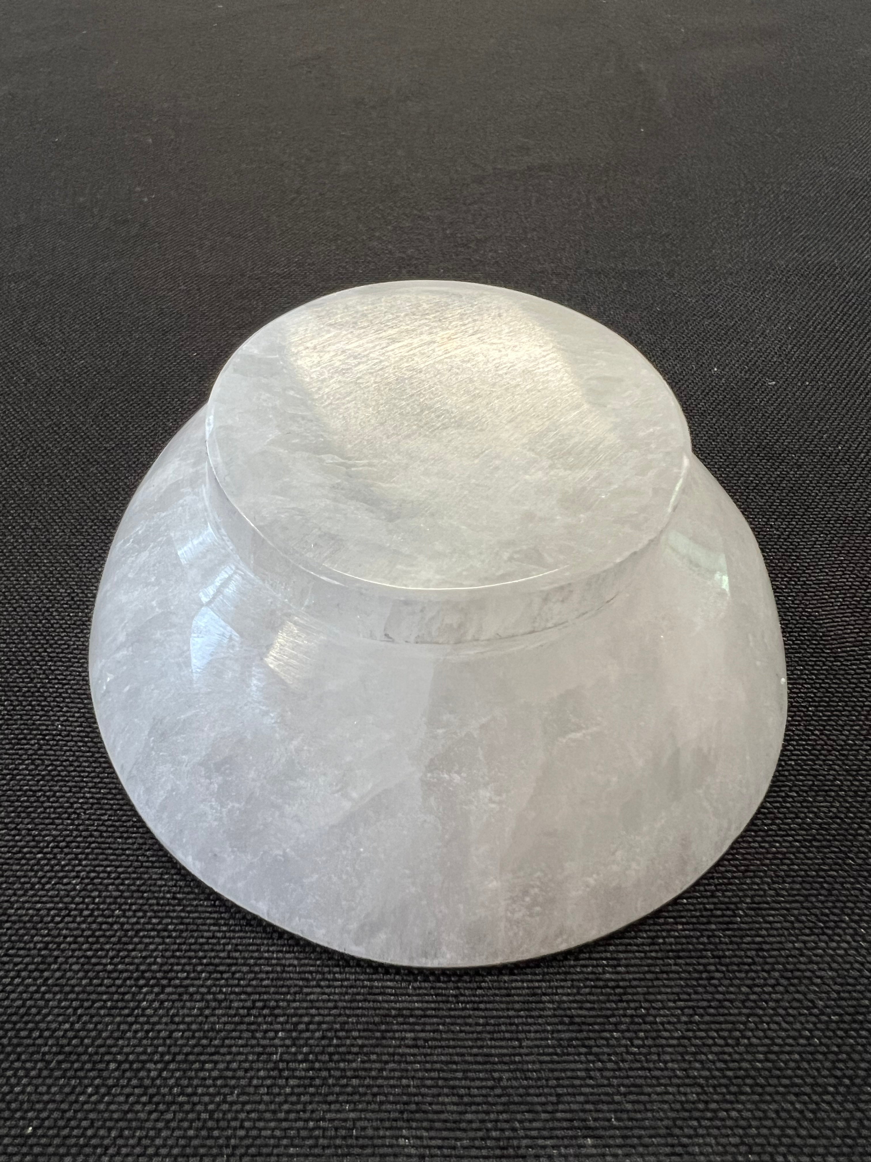 Round Selenite Display Bowl with Foot Crystals Jewelry Dish Holder 7cm