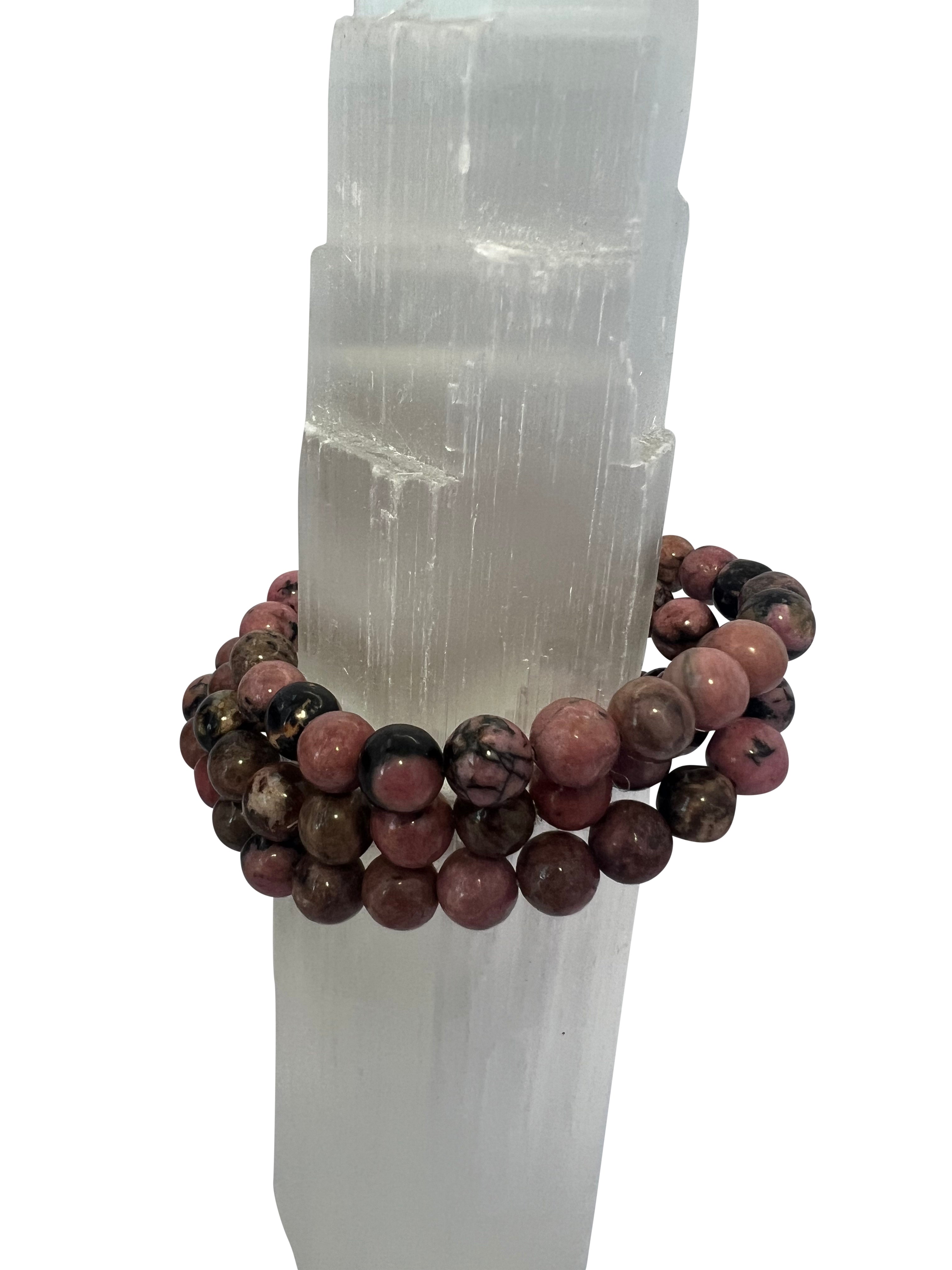 Rhodonite Crystal Beads Bracelet 8mm