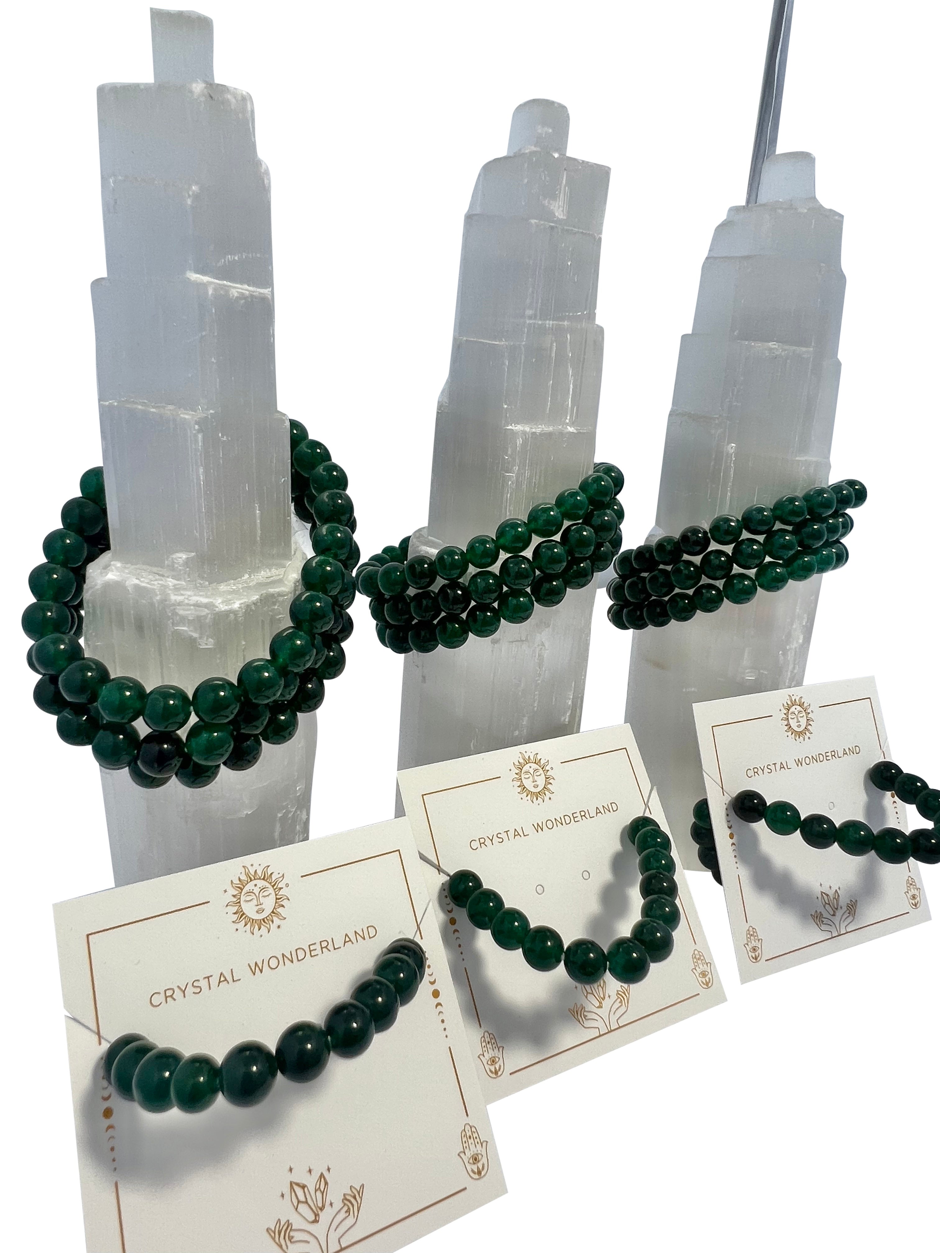 Green Jade Crystal Beads Bracelet 8mm