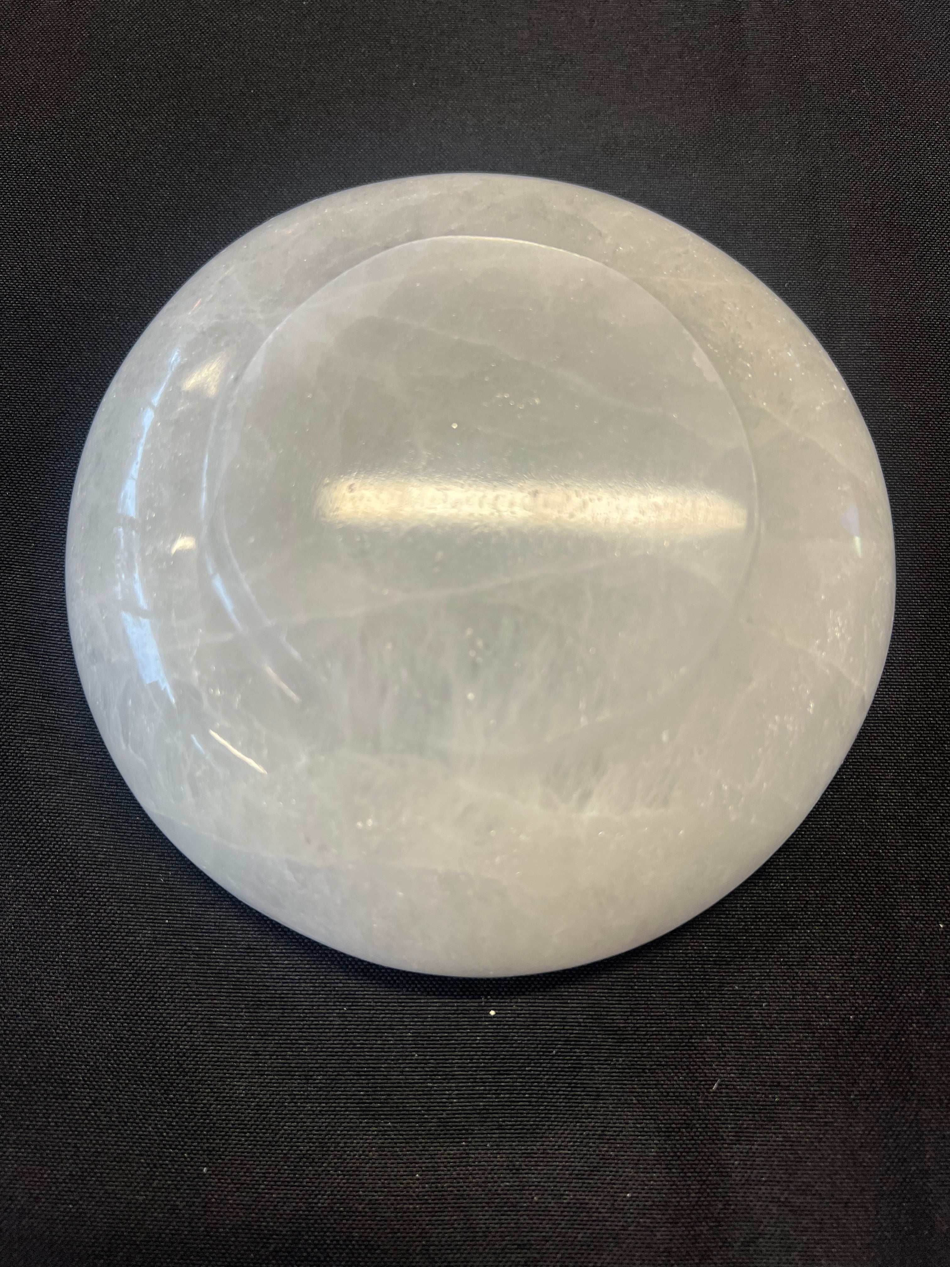 Selenite Bowl Round Large with Foot 14 cm